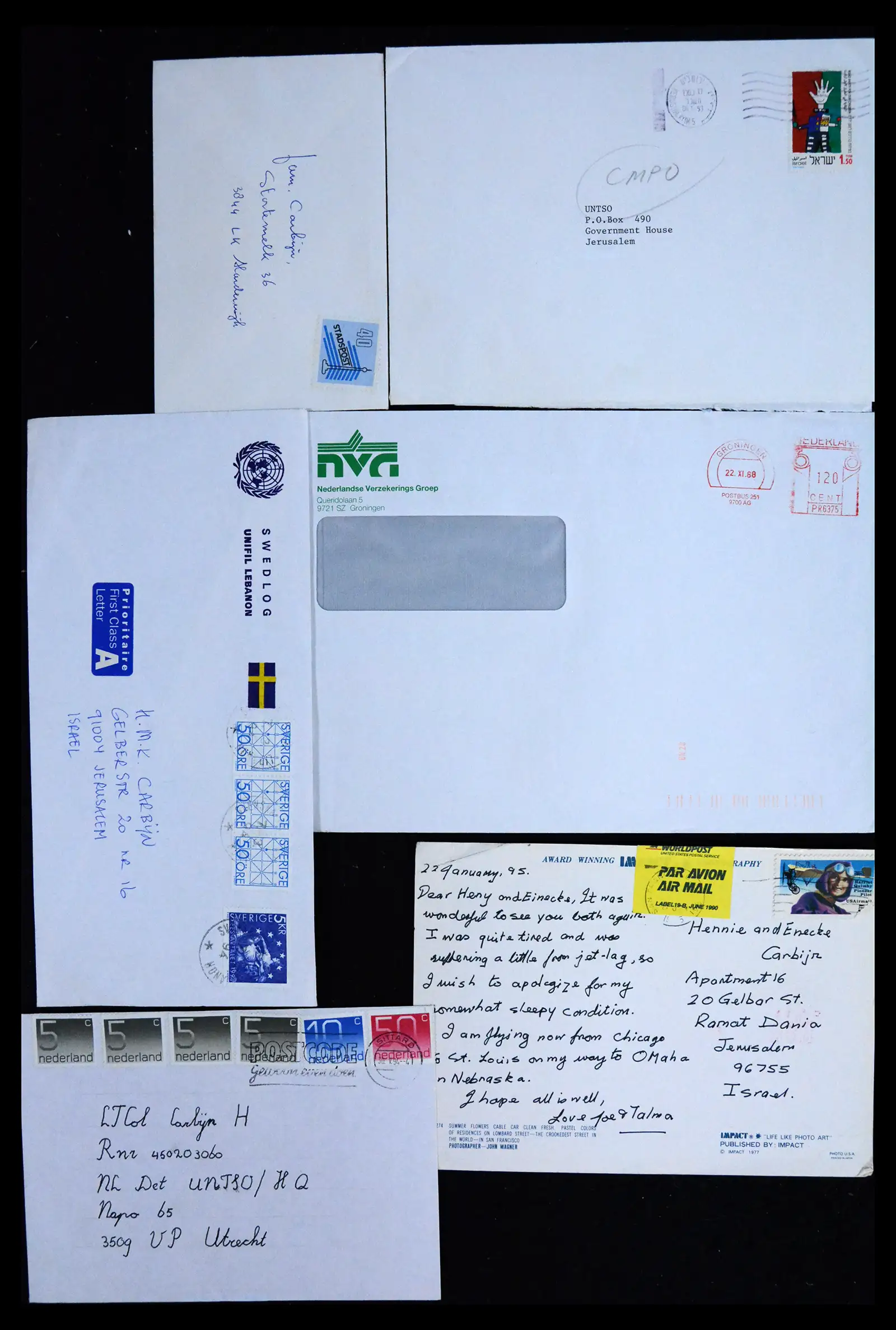 41682 0025 - Postzegelverzameling 41682 Nederland brieven VN vredesmissies 1979-1999.