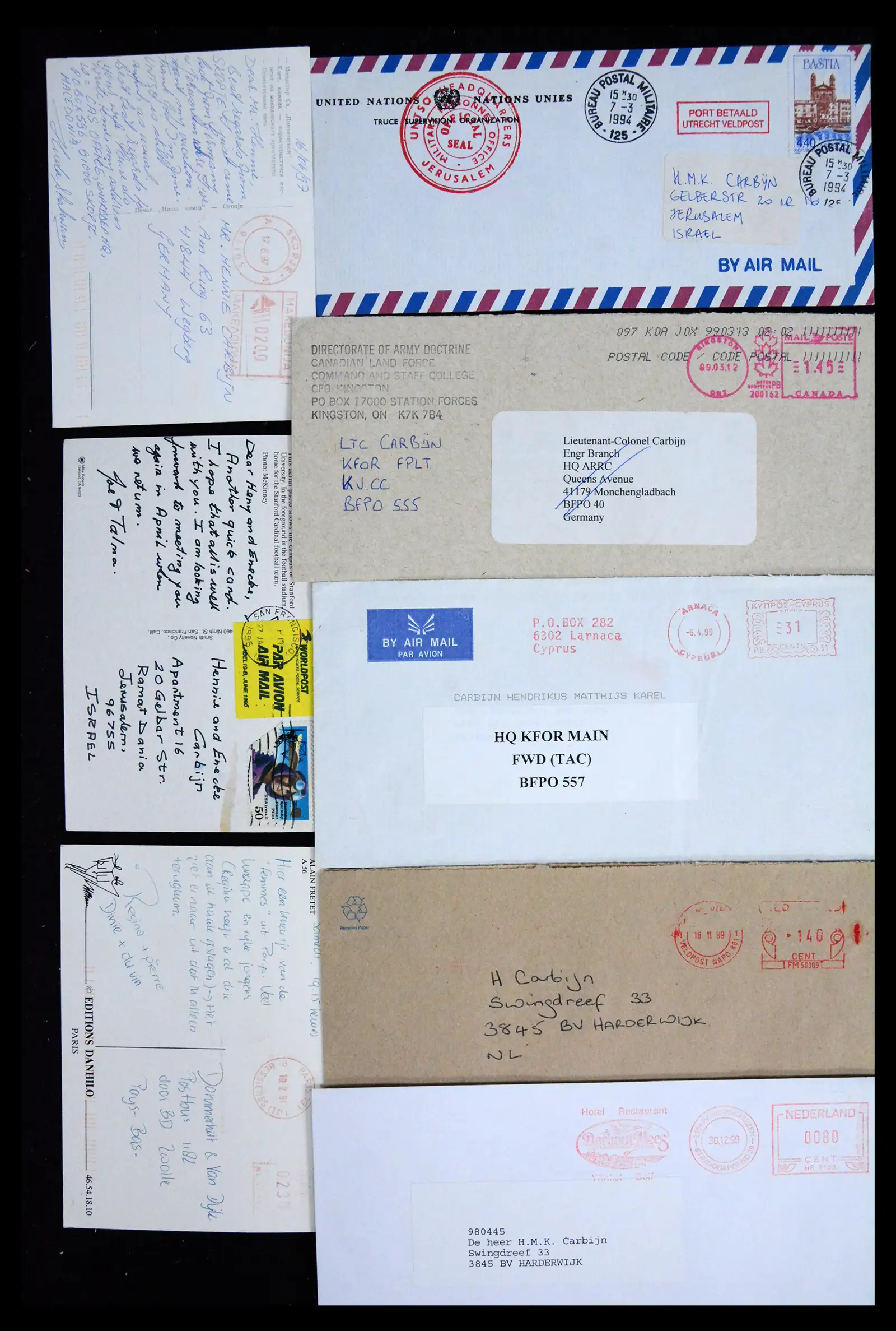 41682 0027 - Postzegelverzameling 41682 Nederland brieven VN vredesmissies 1979-1999.