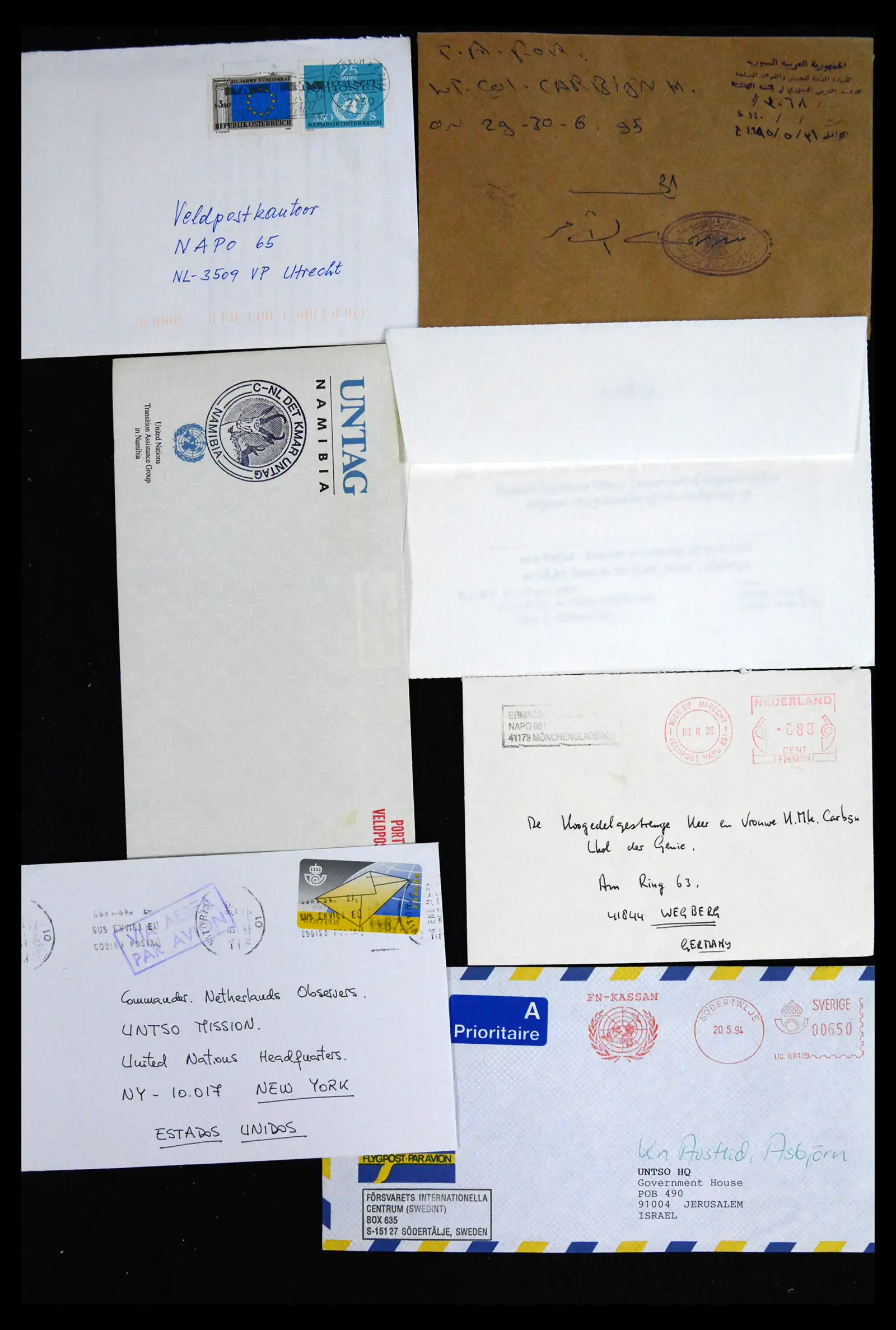41682 0033 - Postzegelverzameling 41682 Nederland brieven VN vredesmissies 1979-1999.