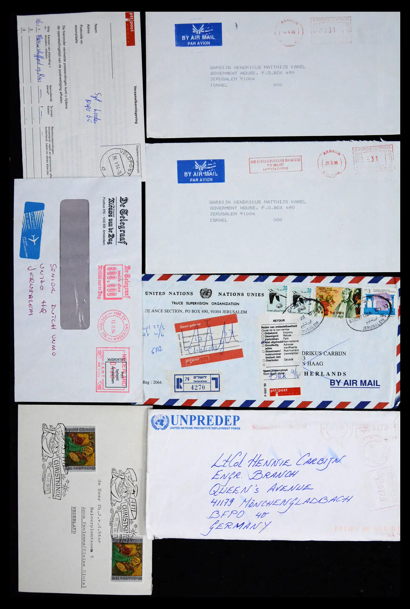 41682 0034 - Postzegelverzameling 41682 Nederland brieven VN vredesmissies 1979-1999.