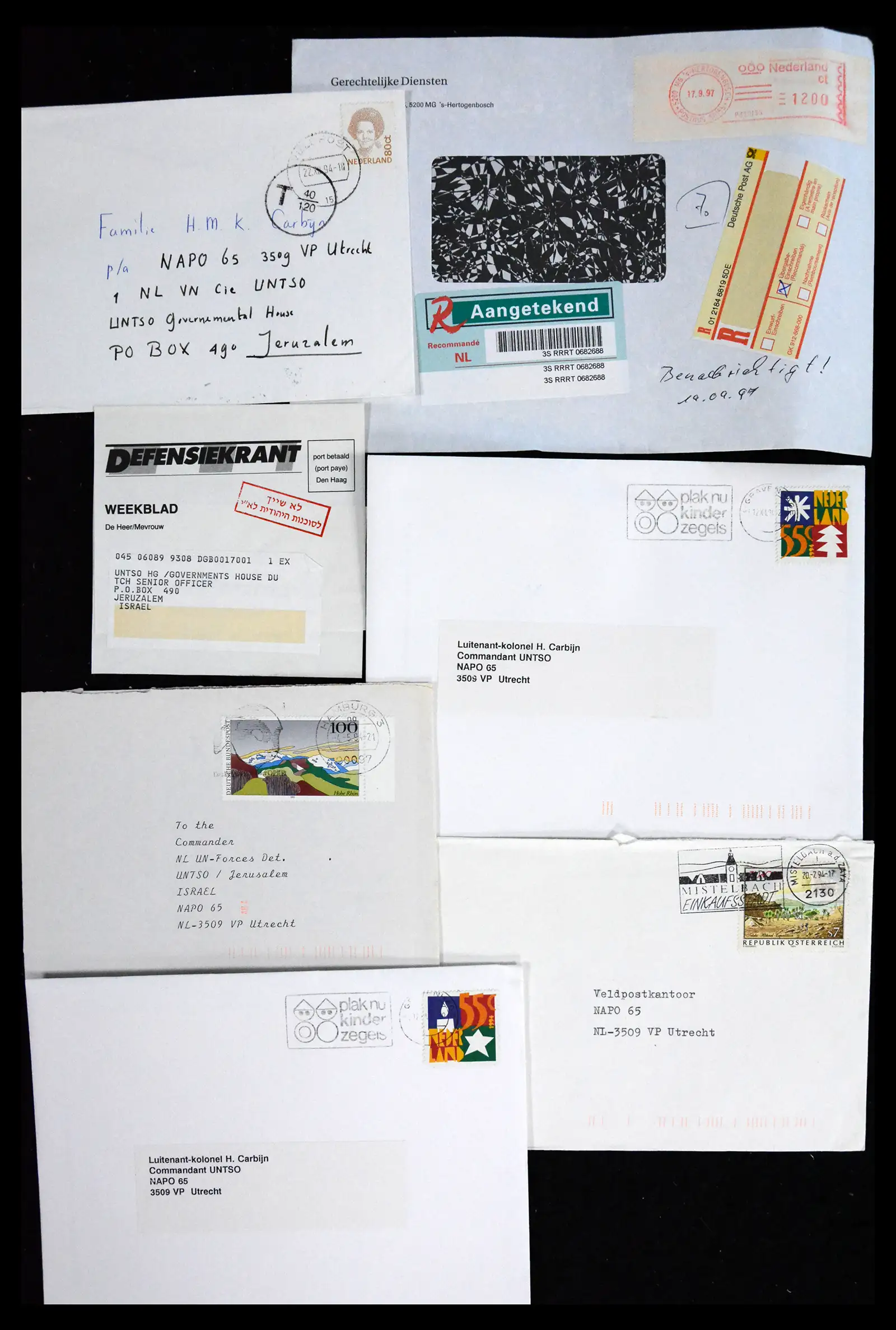 41682 0036 - Postzegelverzameling 41682 Nederland brieven VN vredesmissies 1979-1999.