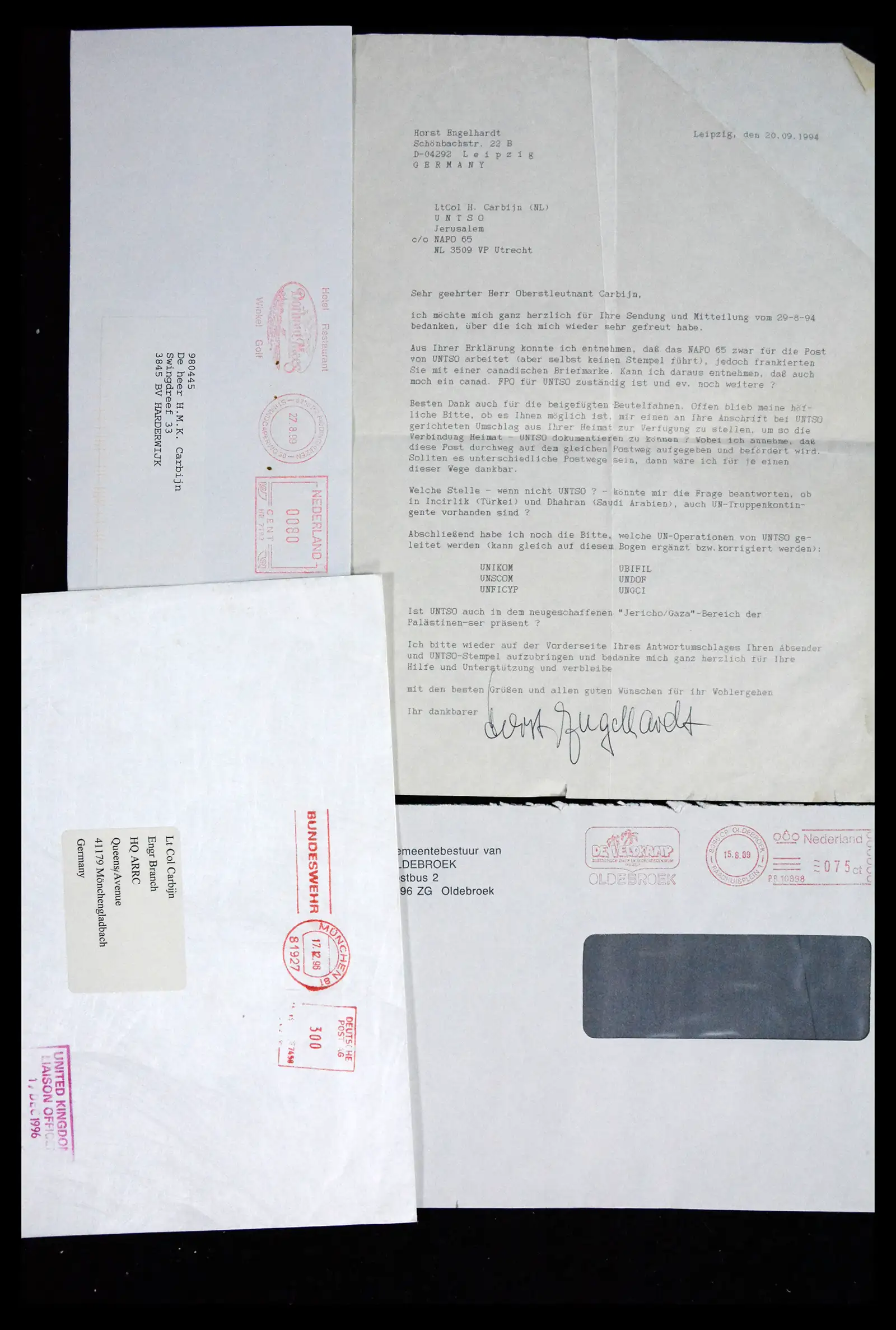 41682 0037 - Postzegelverzameling 41682 Nederland brieven VN vredesmissies 1979-1999.