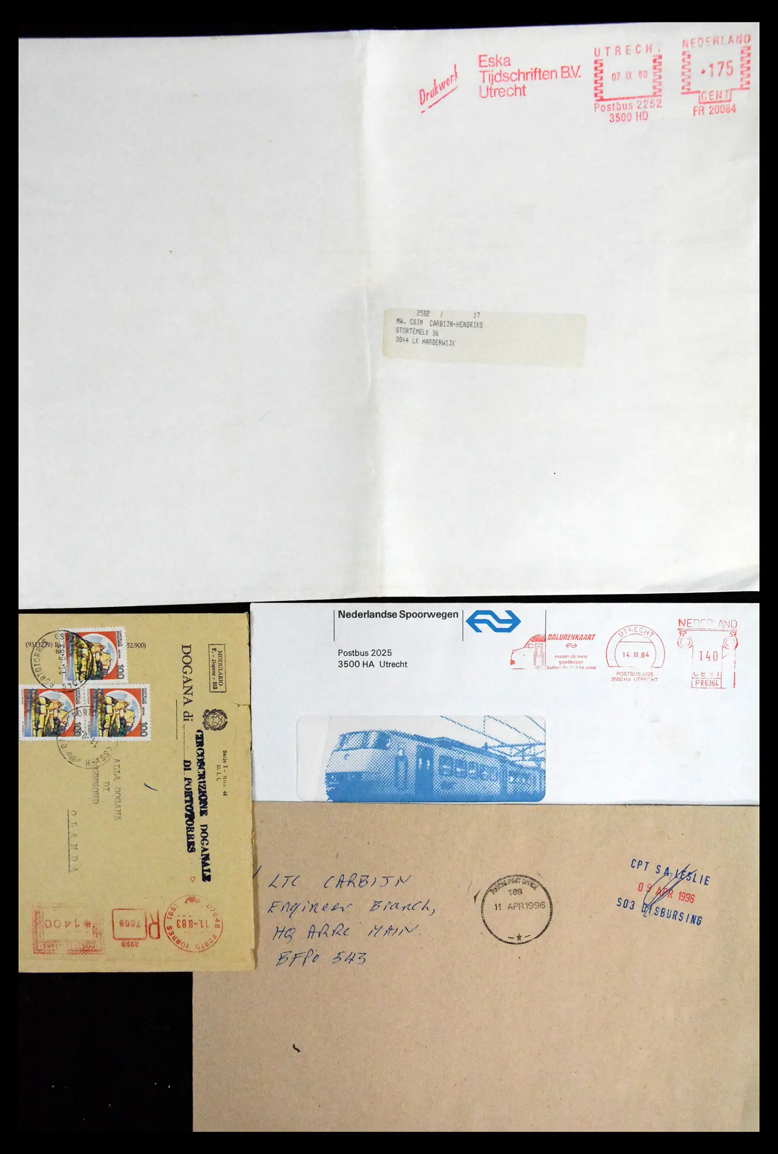 41682 0038 - Postzegelverzameling 41682 Nederland brieven VN vredesmissies 1979-1999.