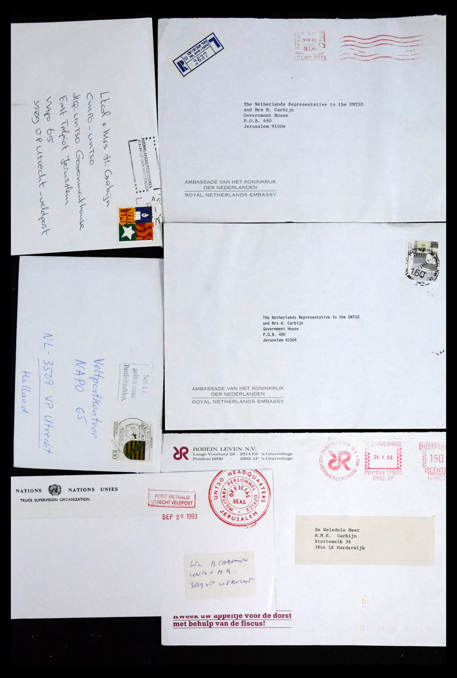 41682 0039 - Postzegelverzameling 41682 Nederland brieven VN vredesmissies 1979-1999.