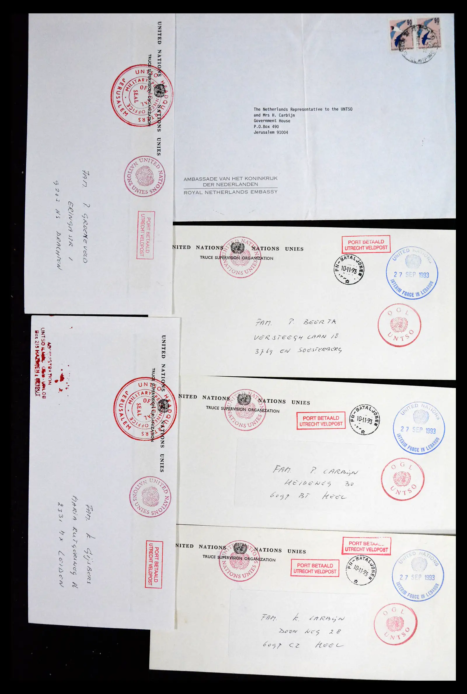 41682 0040 - Postzegelverzameling 41682 Nederland brieven VN vredesmissies 1979-1999.
