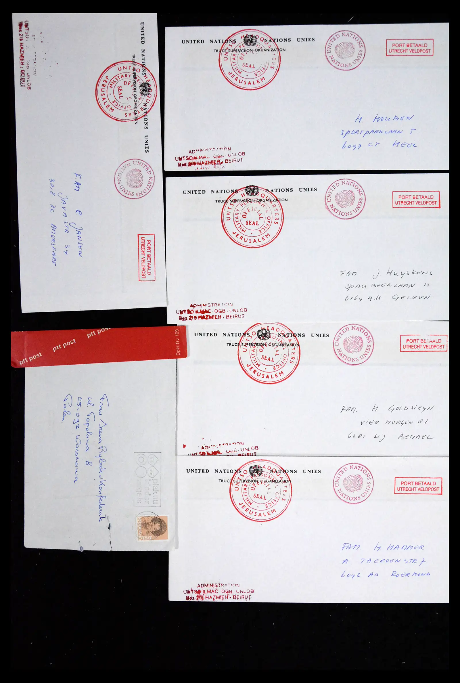 41682 0042 - Postzegelverzameling 41682 Nederland brieven VN vredesmissies 1979-1999.