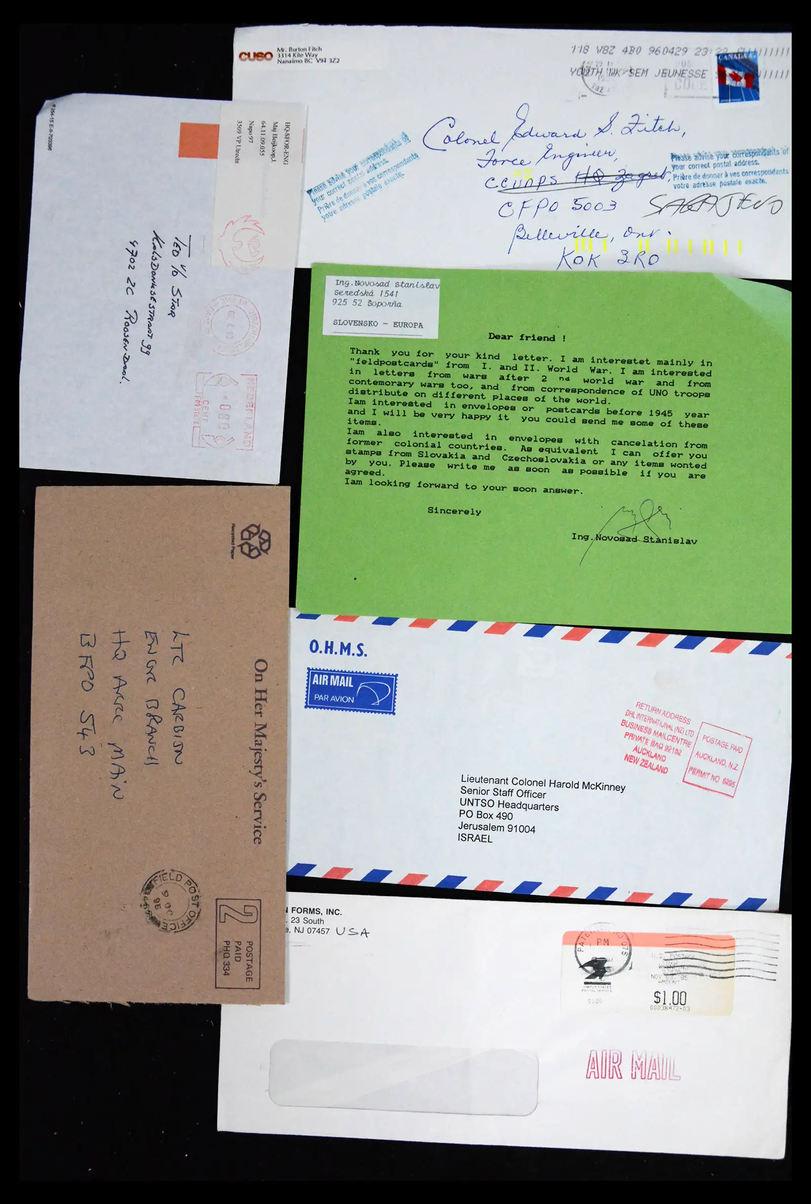 41682 0045 - Postzegelverzameling 41682 Nederland brieven VN vredesmissies 1979-1999.