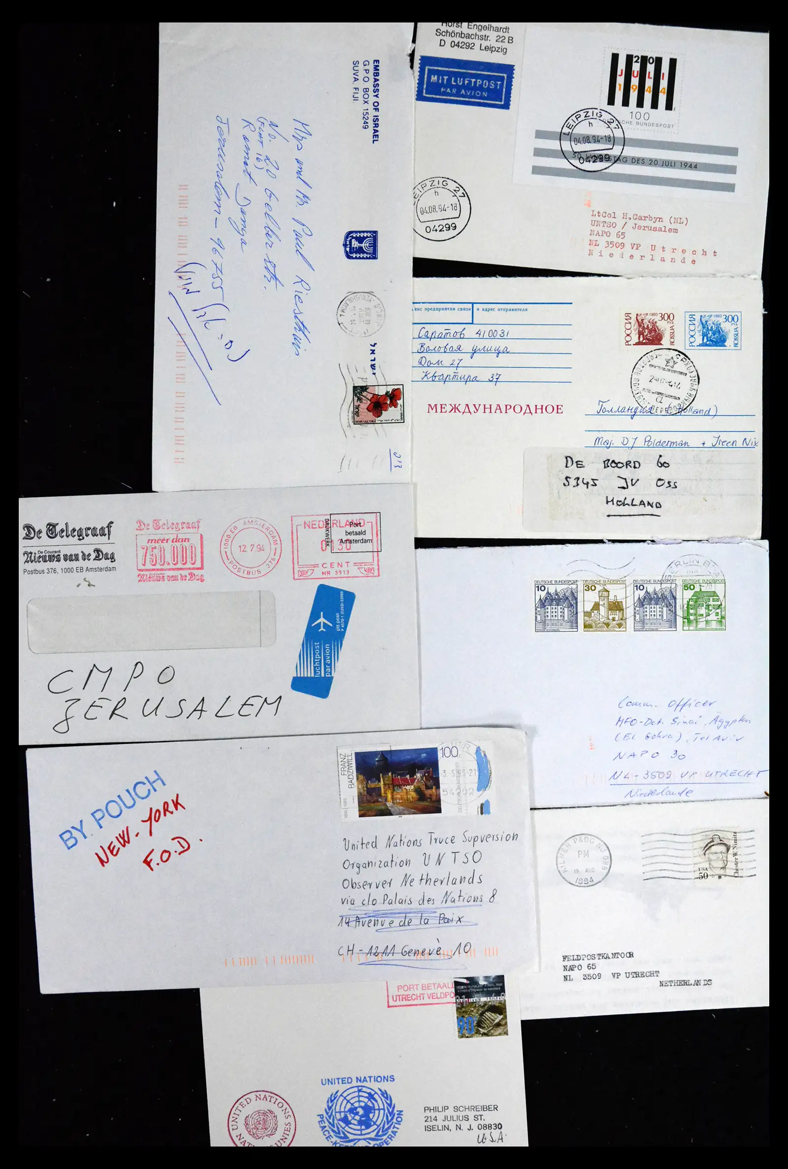 41682 0048 - Postzegelverzameling 41682 Nederland brieven VN vredesmissies 1979-1999.