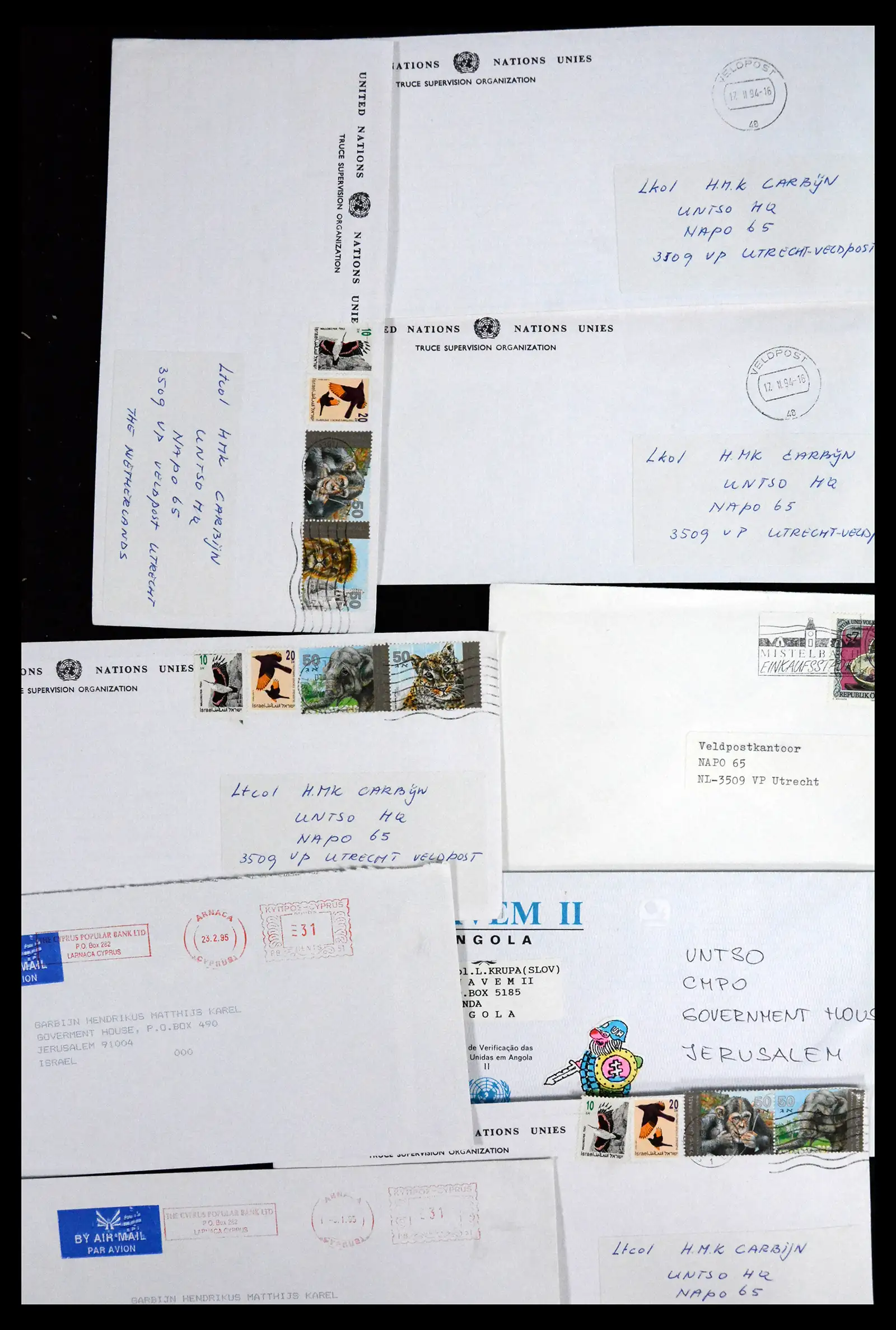 41682 0051 - Postzegelverzameling 41682 Nederland brieven VN vredesmissies 1979-1999.