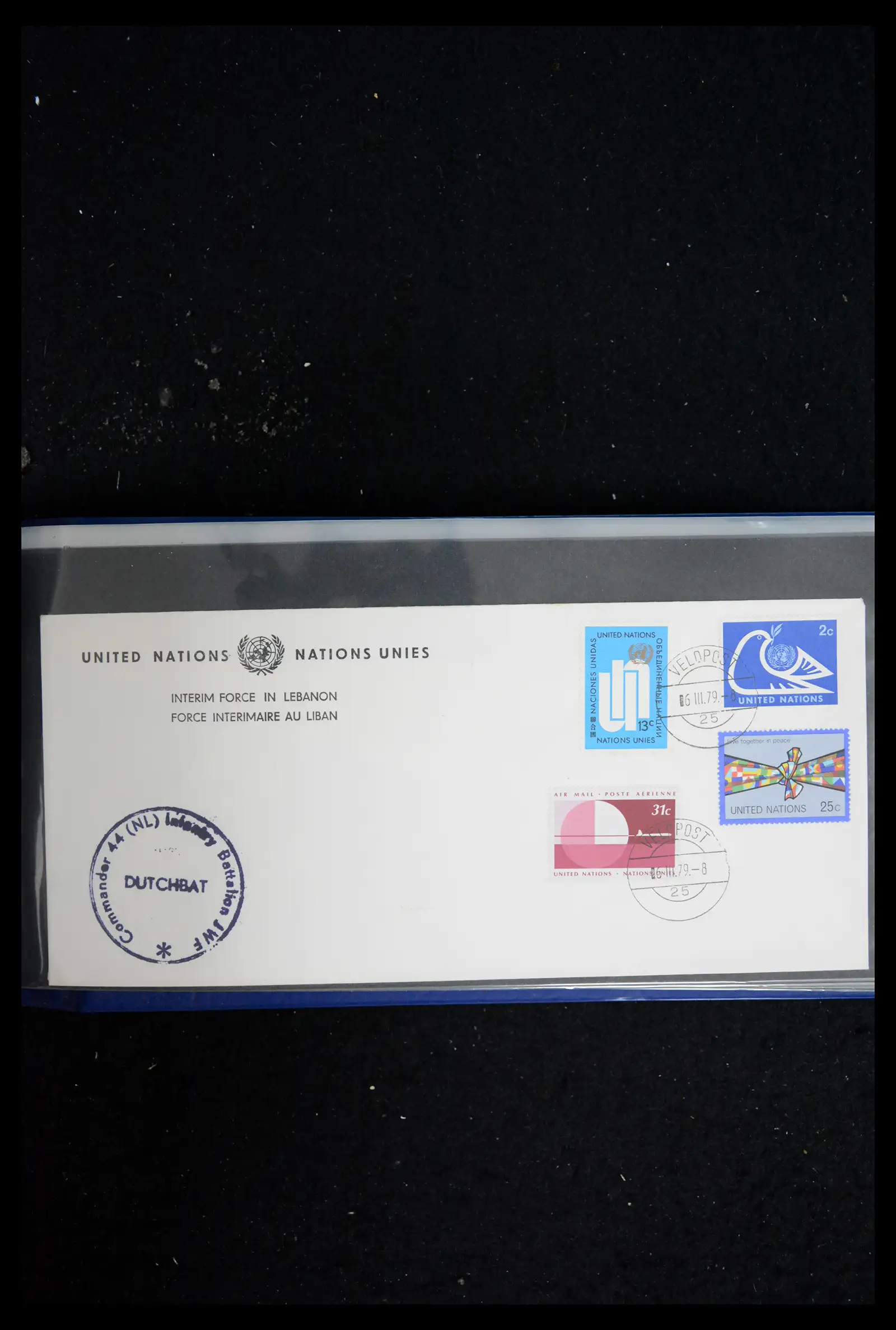 41682 0076 - Postzegelverzameling 41682 Nederland brieven VN vredesmissies 1979-1999.