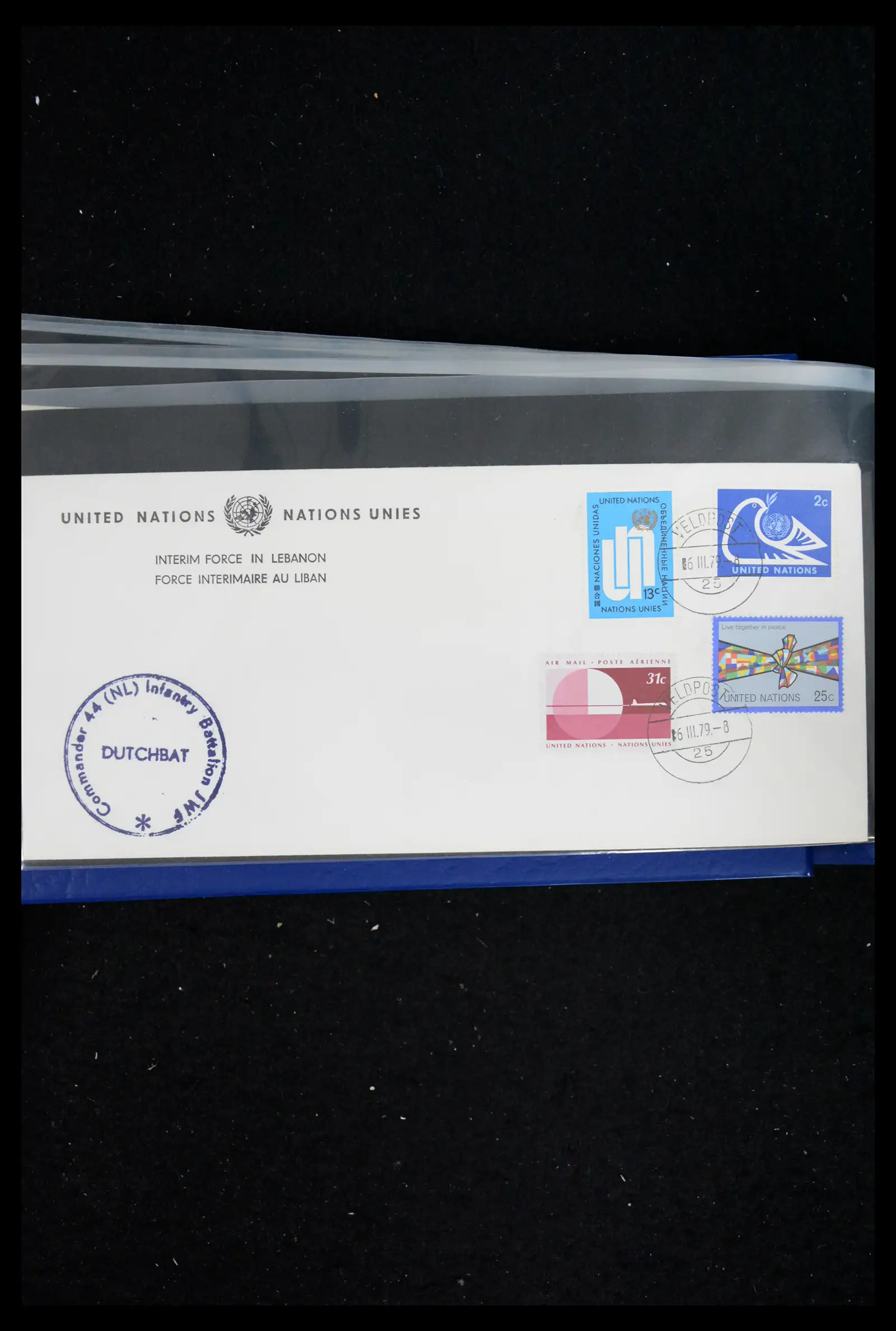 41682 0077 - Postzegelverzameling 41682 Nederland brieven VN vredesmissies 1979-1999.