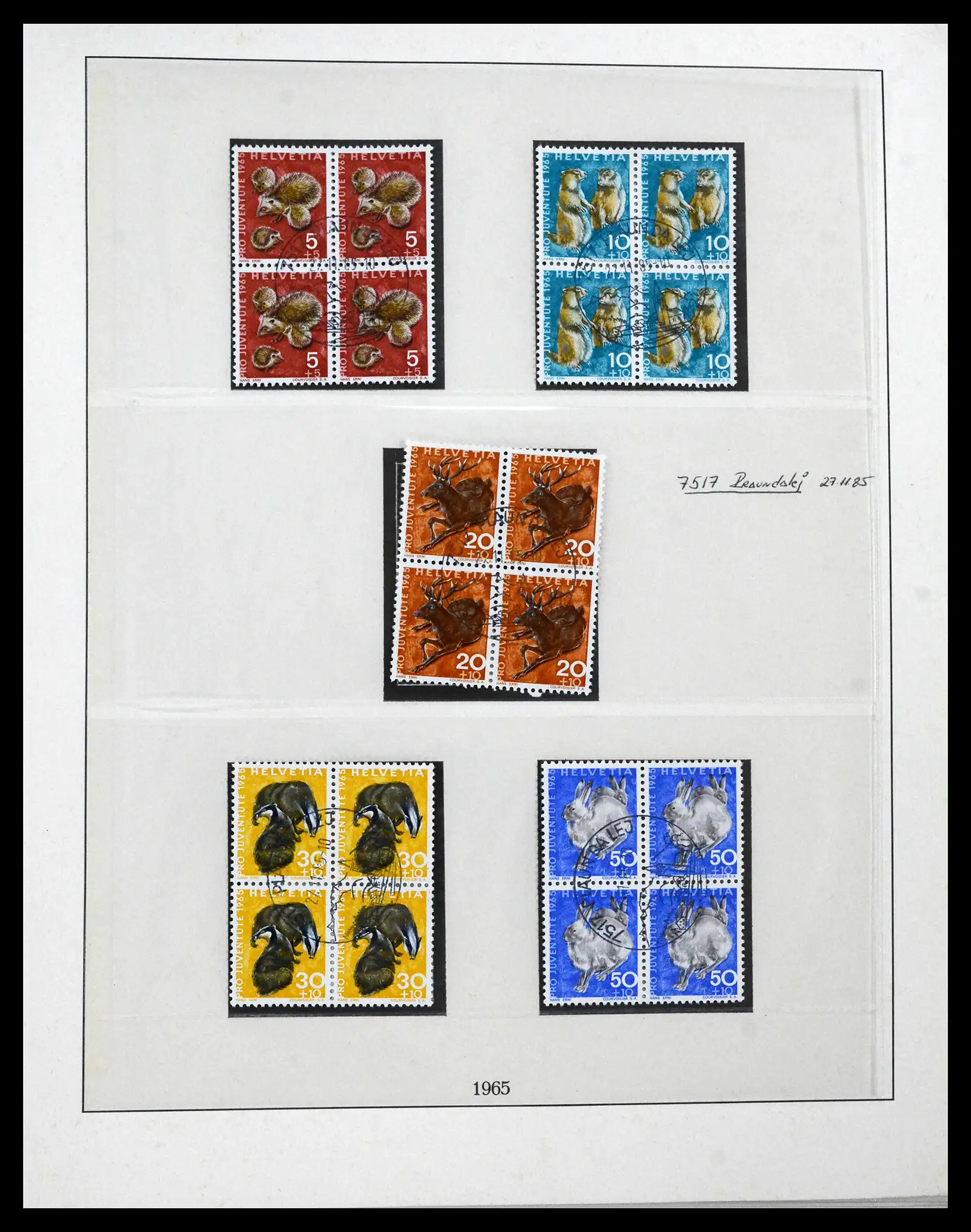 41696 0009 - Postzegelverzameling 41696 Zwitserland pro juventute gebruikt 1925-1987.