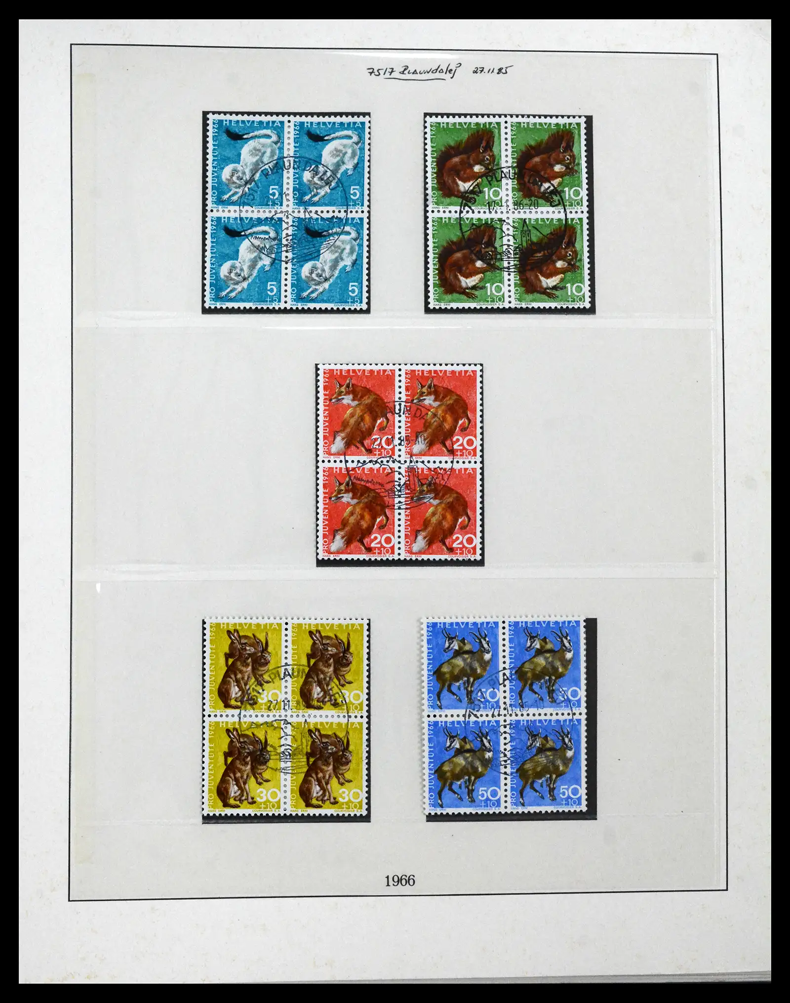 41696 0010 - Postzegelverzameling 41696 Zwitserland pro juventute gebruikt 1925-1987.