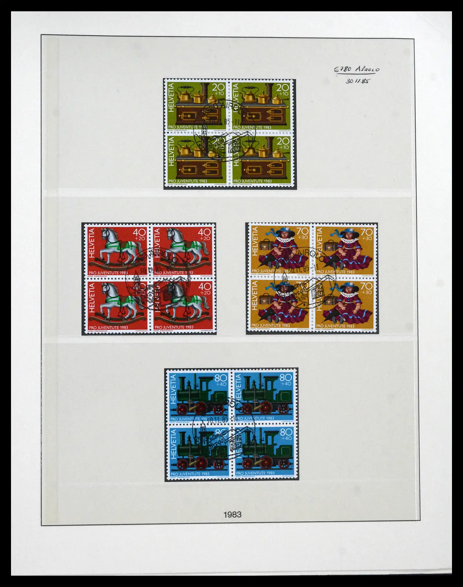 41696 0027 - Postzegelverzameling 41696 Zwitserland pro juventute gebruikt 1925-1987.