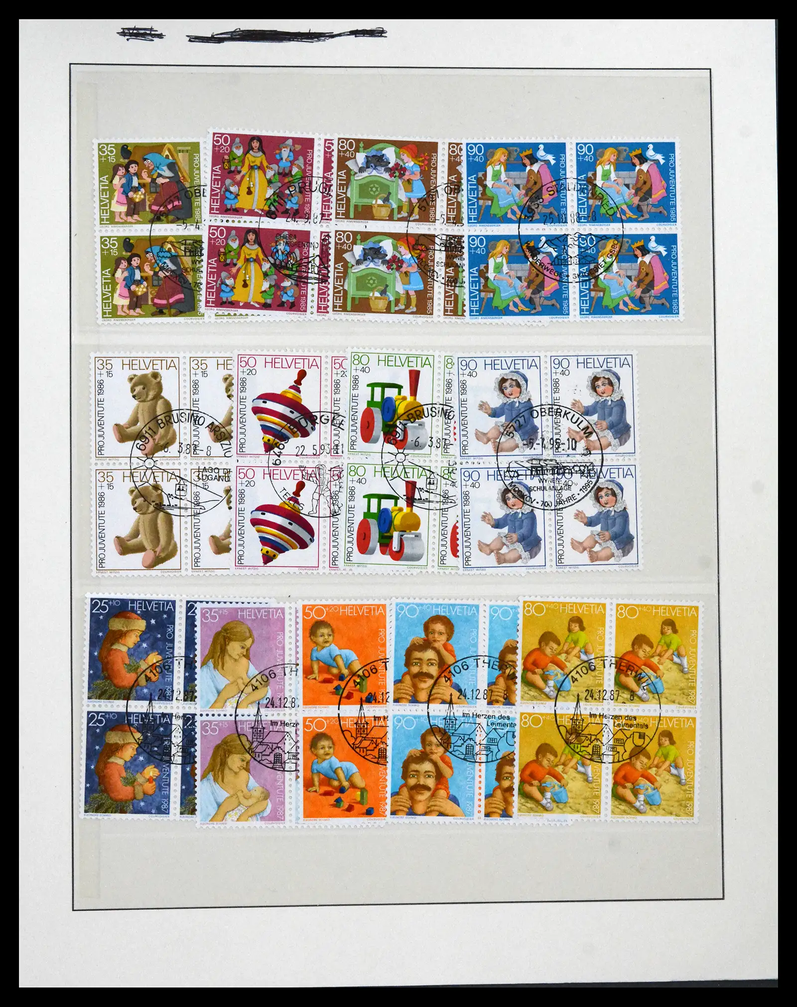 41696 0029 - Postzegelverzameling 41696 Zwitserland pro juventute gebruikt 1925-1987.