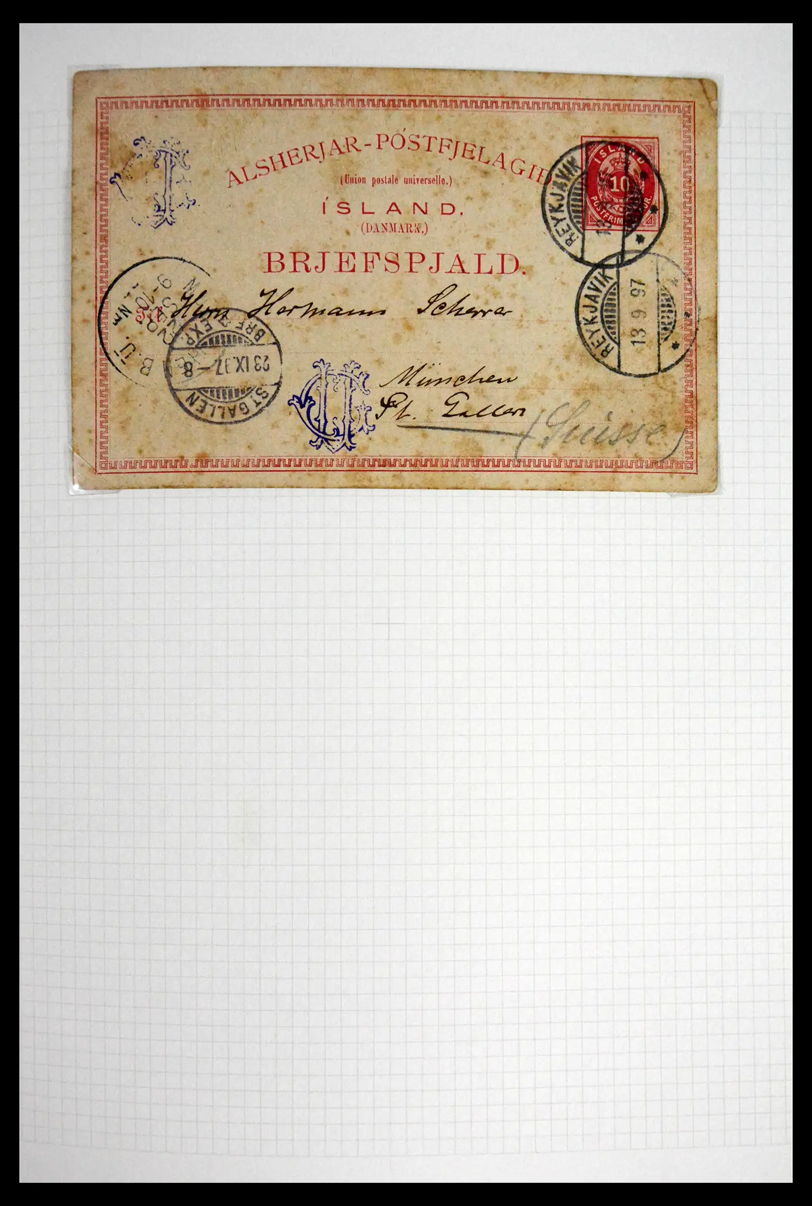 41697 0012 - Postzegelverzameling 41697 IJsland brieven/stempels 1870-1952.