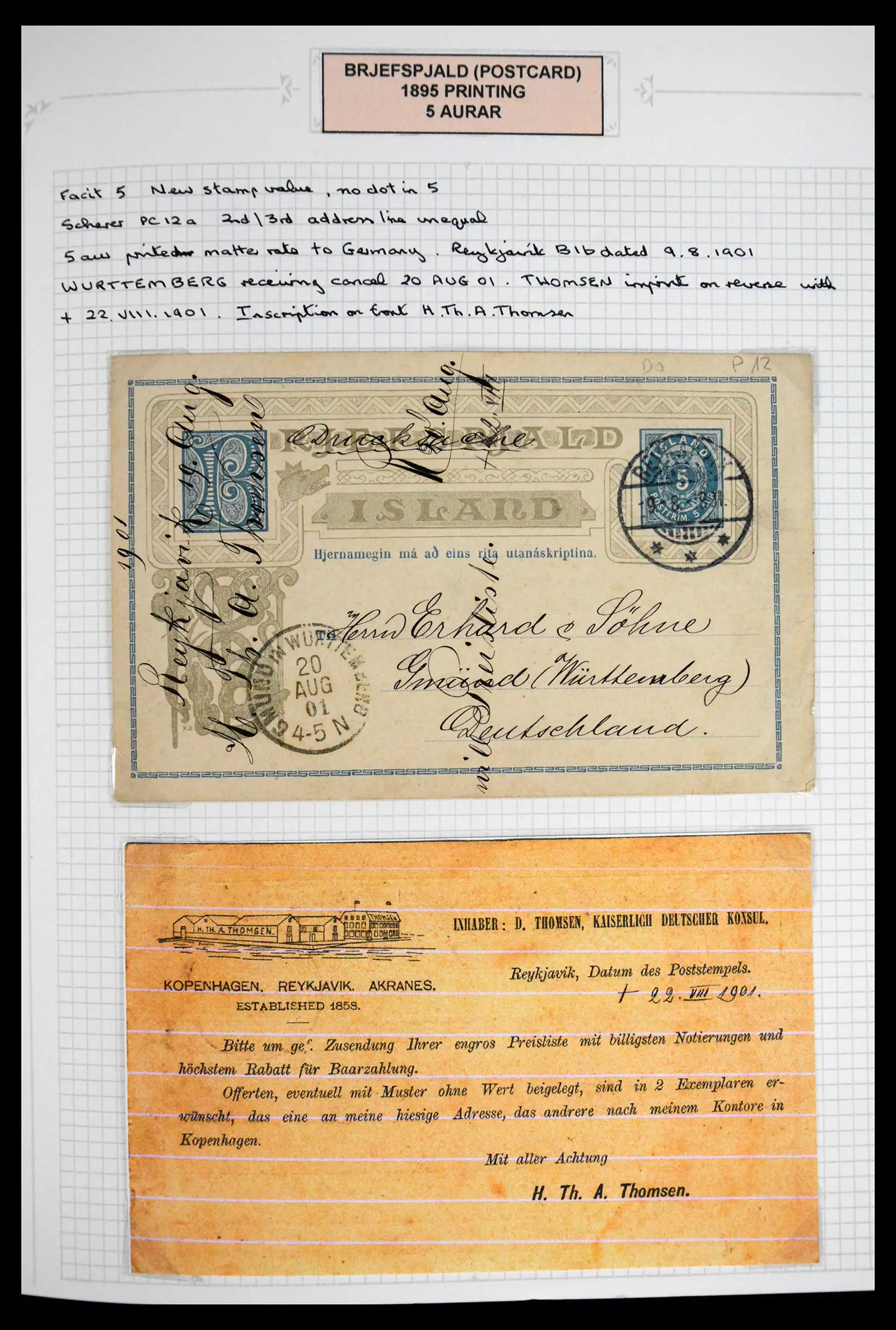 41697 0015 - Postzegelverzameling 41697 IJsland brieven/stempels 1870-1952.
