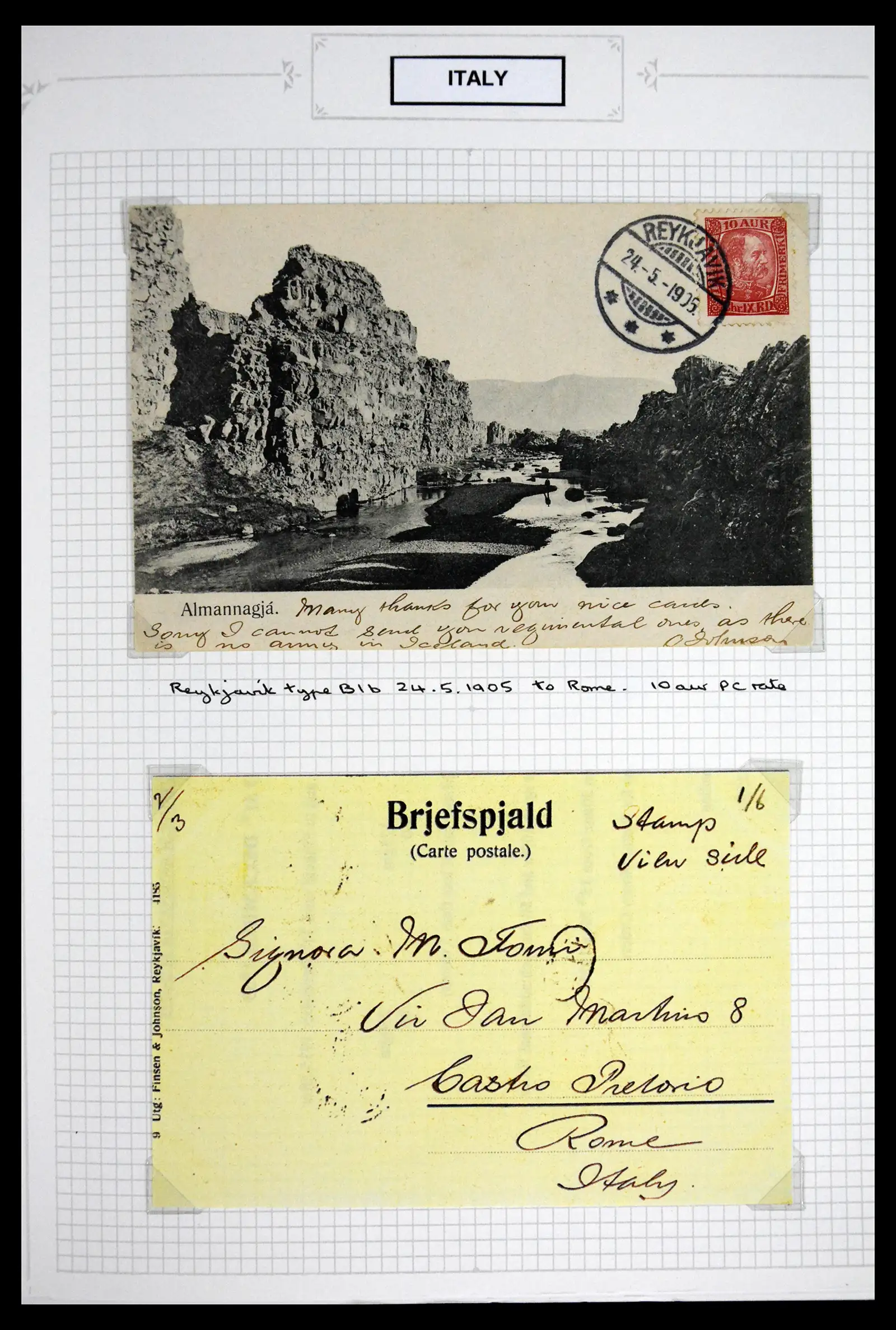 41697 0016 - Postzegelverzameling 41697 IJsland brieven/stempels 1870-1952.