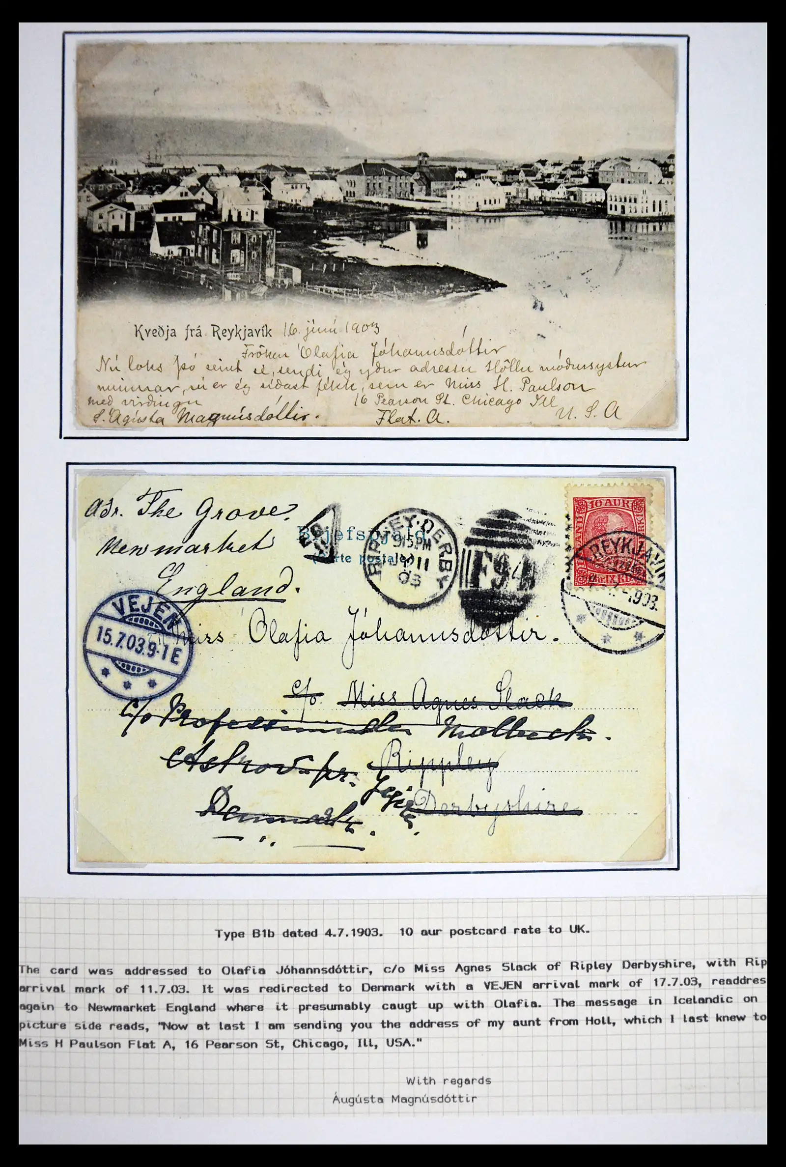 41697 0017 - Postzegelverzameling 41697 IJsland brieven/stempels 1870-1952.