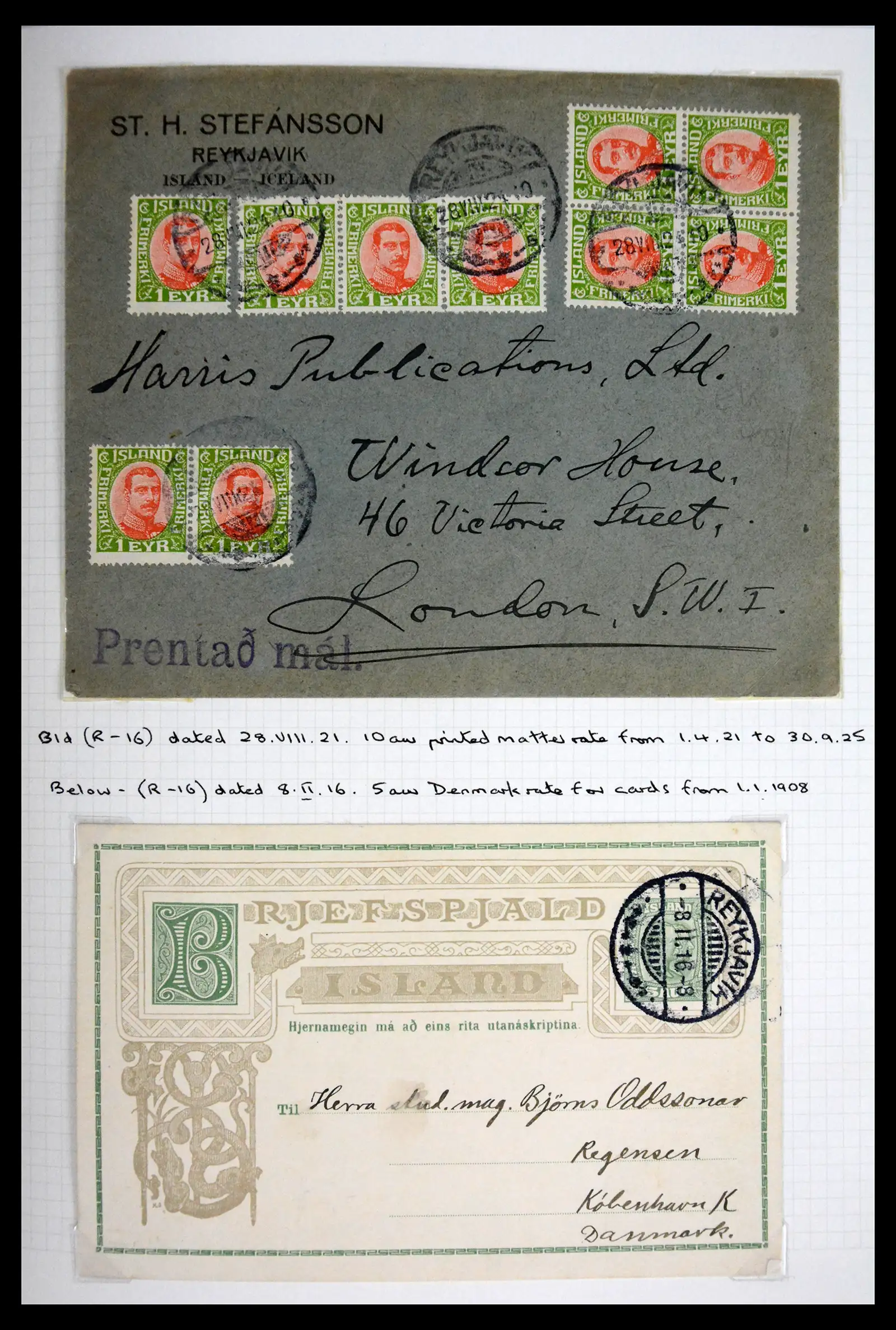 41697 0023 - Postzegelverzameling 41697 IJsland brieven/stempels 1870-1952.