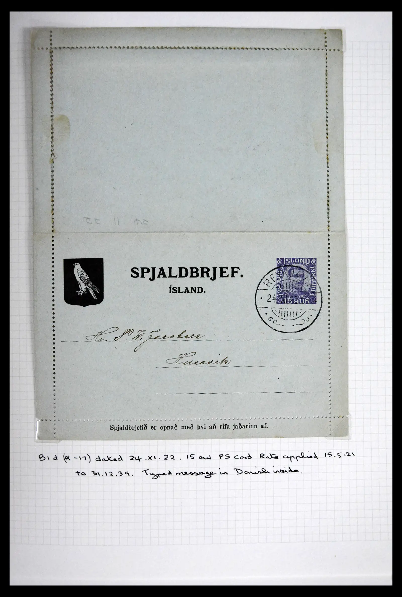 41697 0026 - Postzegelverzameling 41697 IJsland brieven/stempels 1870-1952.