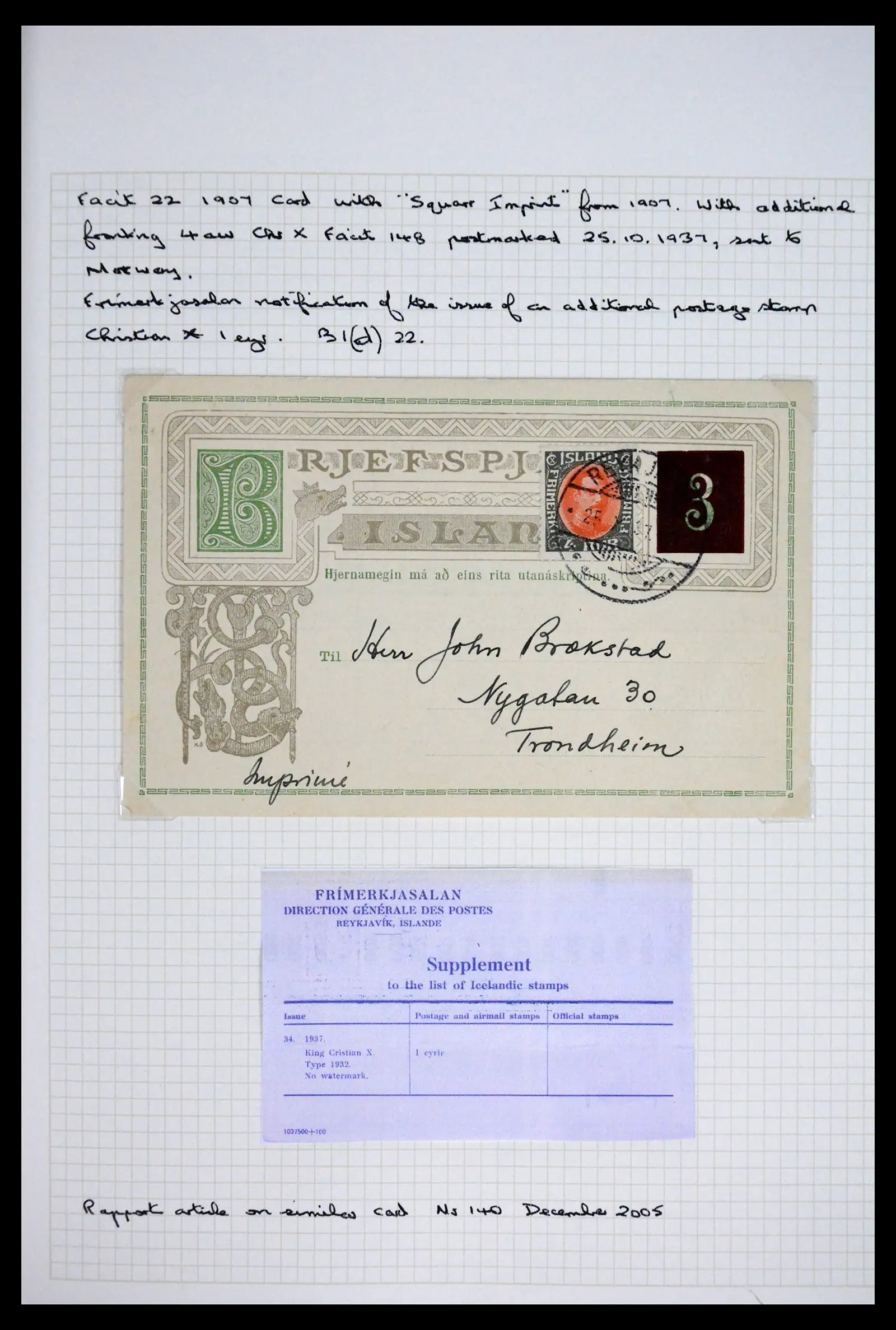 41697 0036 - Postzegelverzameling 41697 IJsland brieven/stempels 1870-1952.