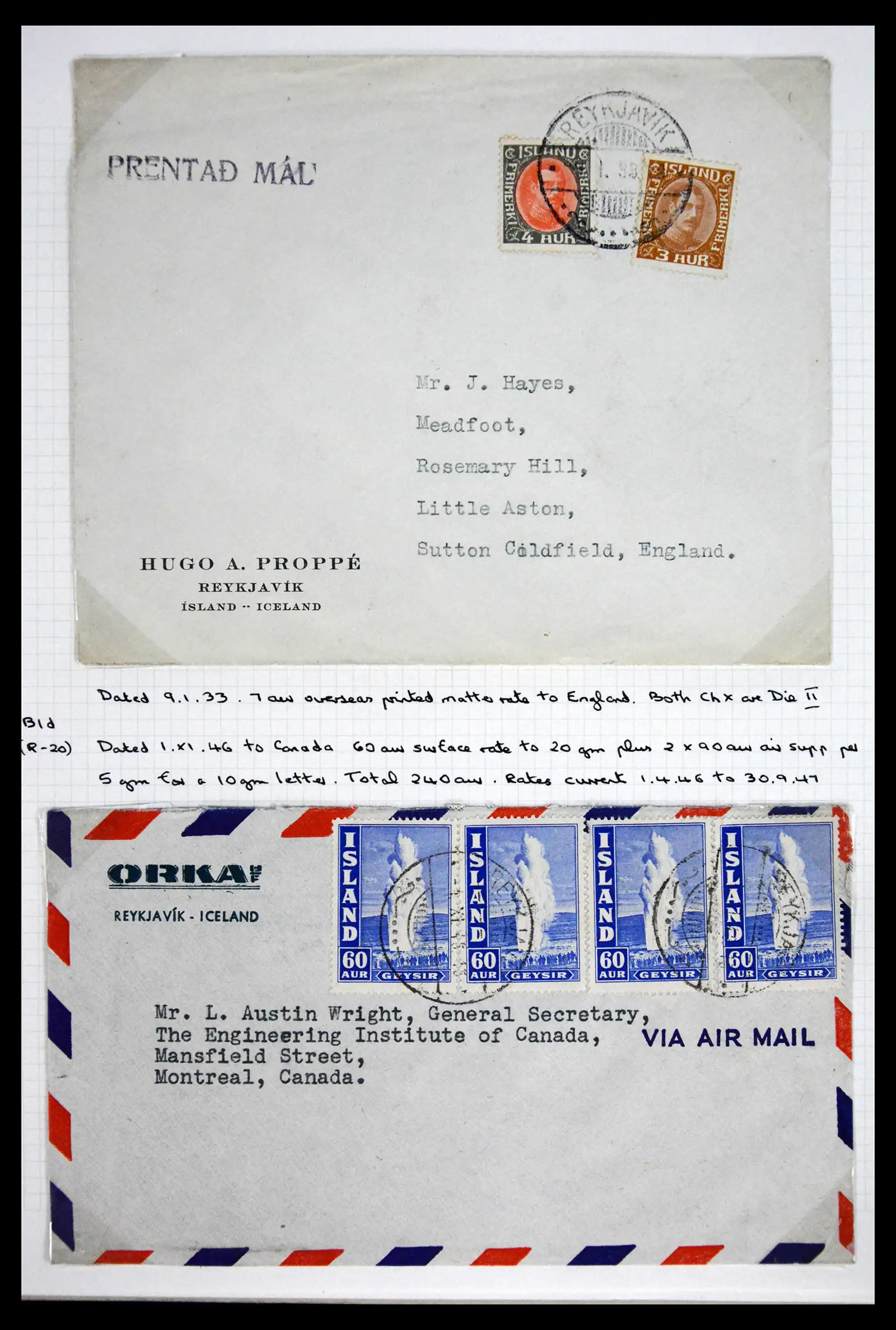 41697 0043 - Postzegelverzameling 41697 IJsland brieven/stempels 1870-1952.