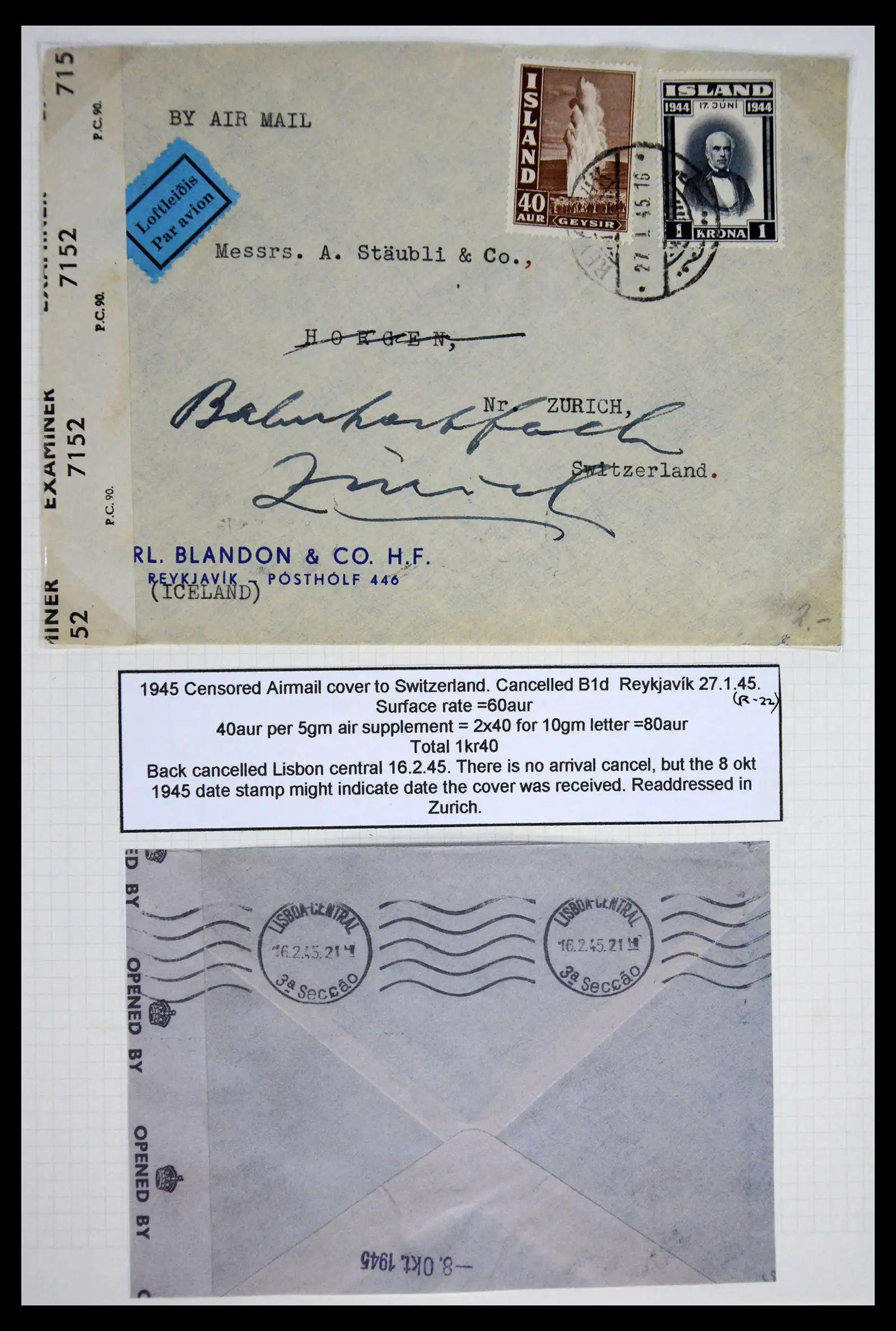 41697 0046 - Postzegelverzameling 41697 IJsland brieven/stempels 1870-1952.