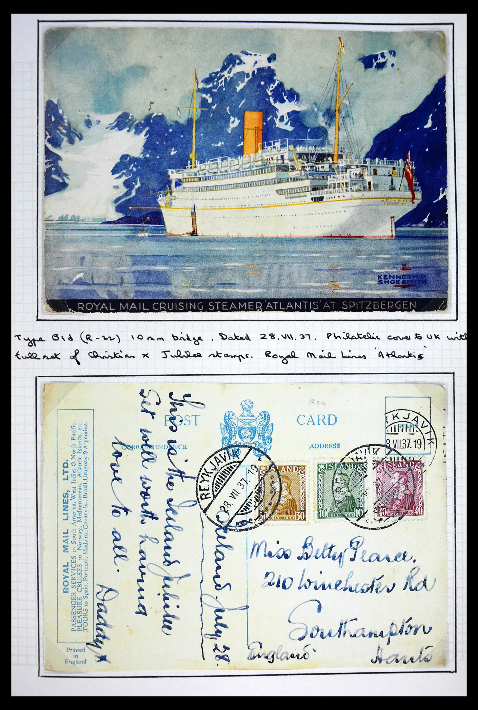 41697 0050 - Postzegelverzameling 41697 IJsland brieven/stempels 1870-1952.