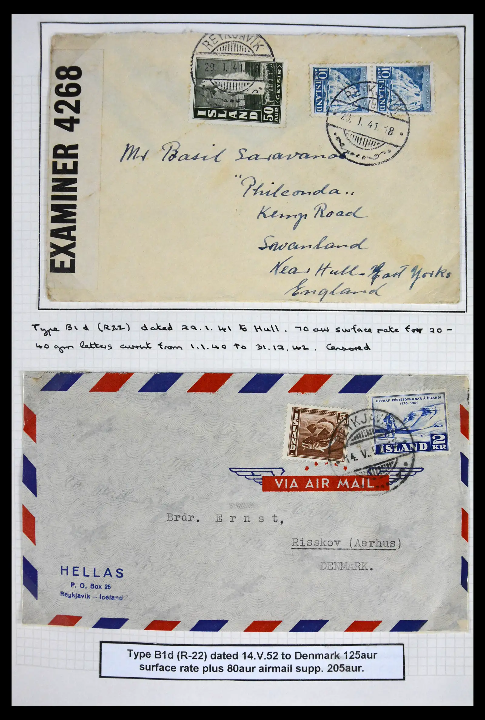 41697 0053 - Postzegelverzameling 41697 IJsland brieven/stempels 1870-1952.