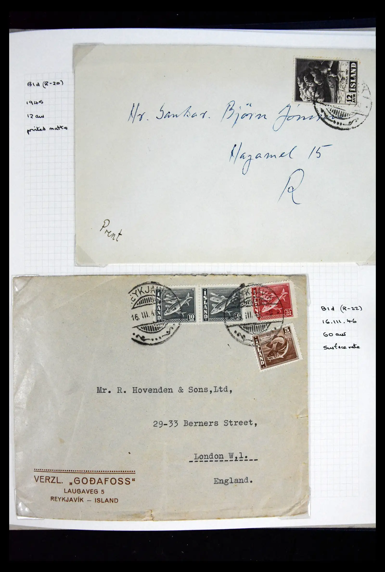 41697 0055 - Postzegelverzameling 41697 IJsland brieven/stempels 1870-1952.