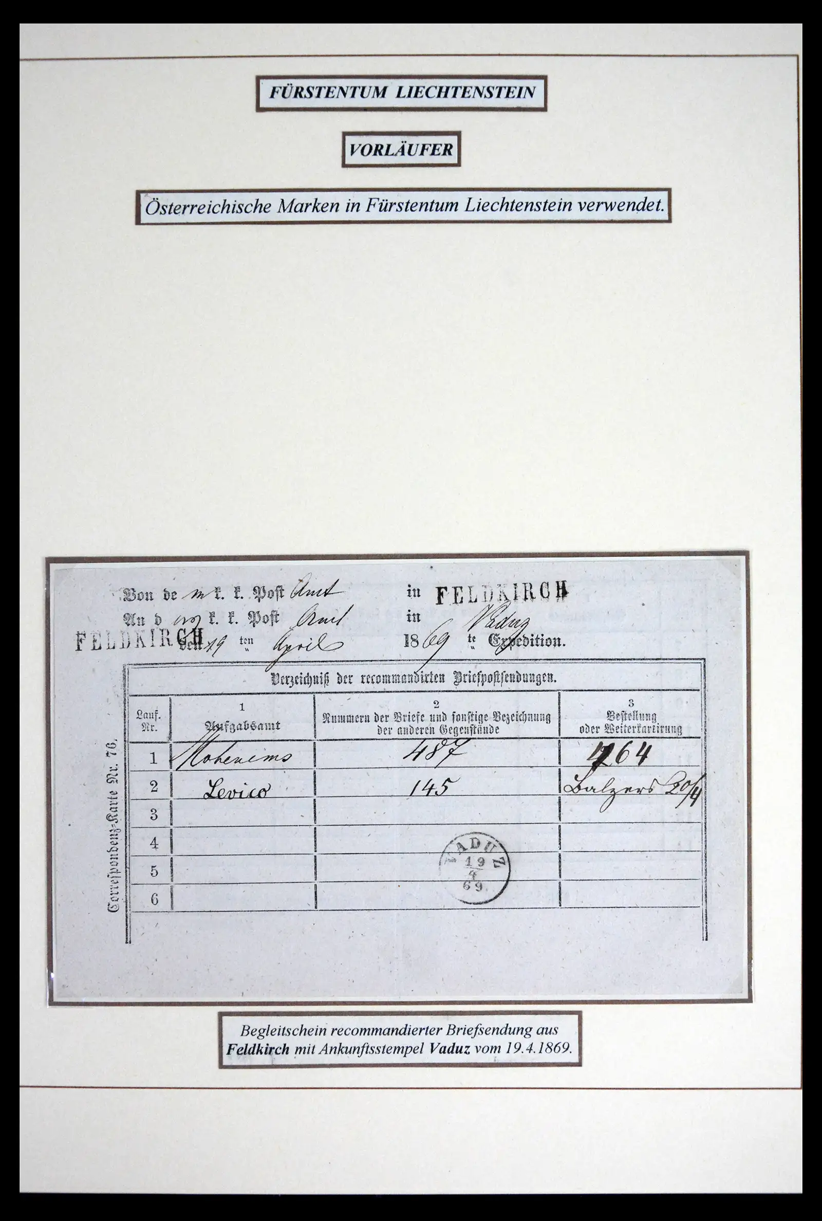 41802 0002 - Postzegelverzameling 41802 Liechtenstein voor- en meelopers 1869-1921.