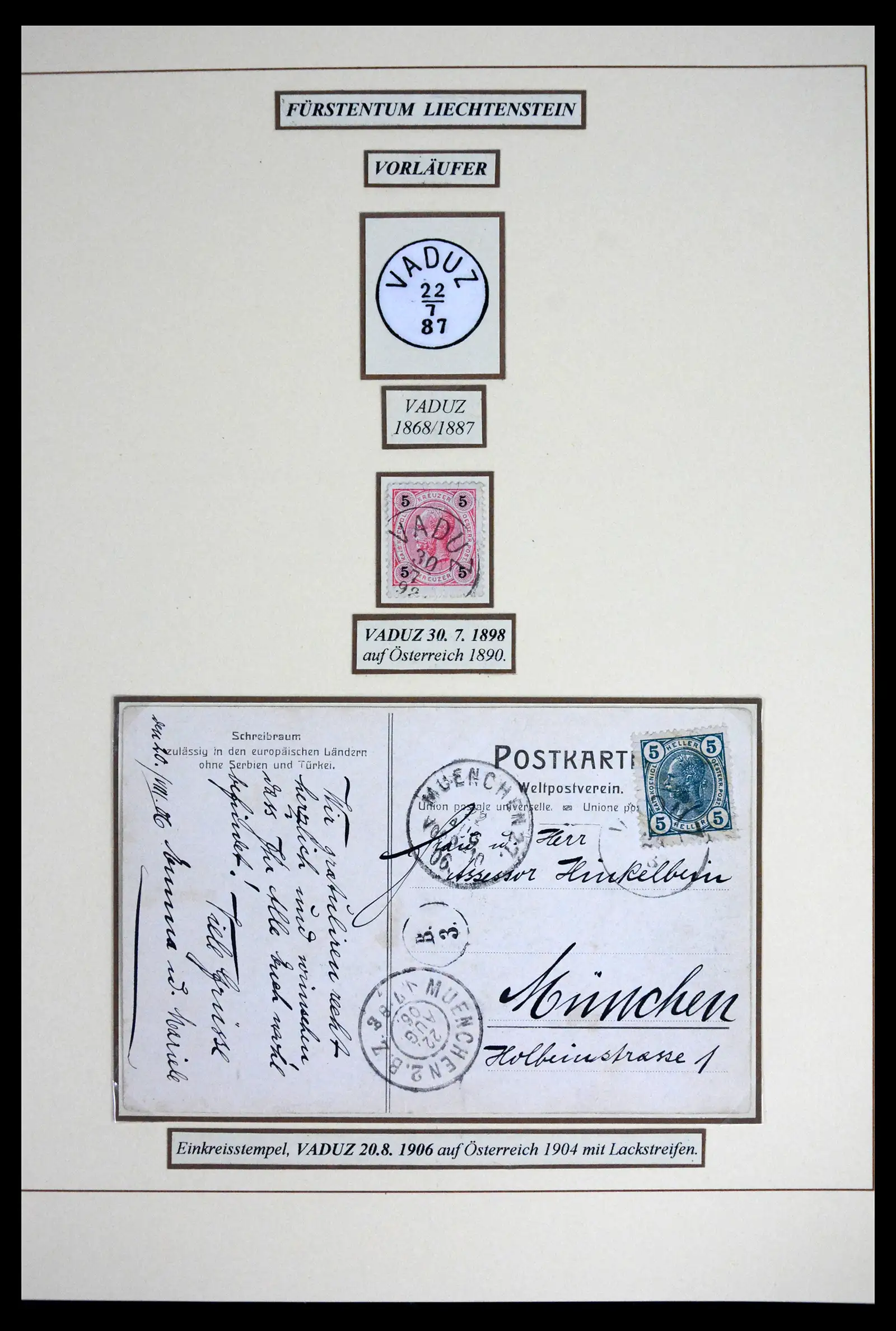 41802 0003 - Postzegelverzameling 41802 Liechtenstein voor- en meelopers 1869-1921.