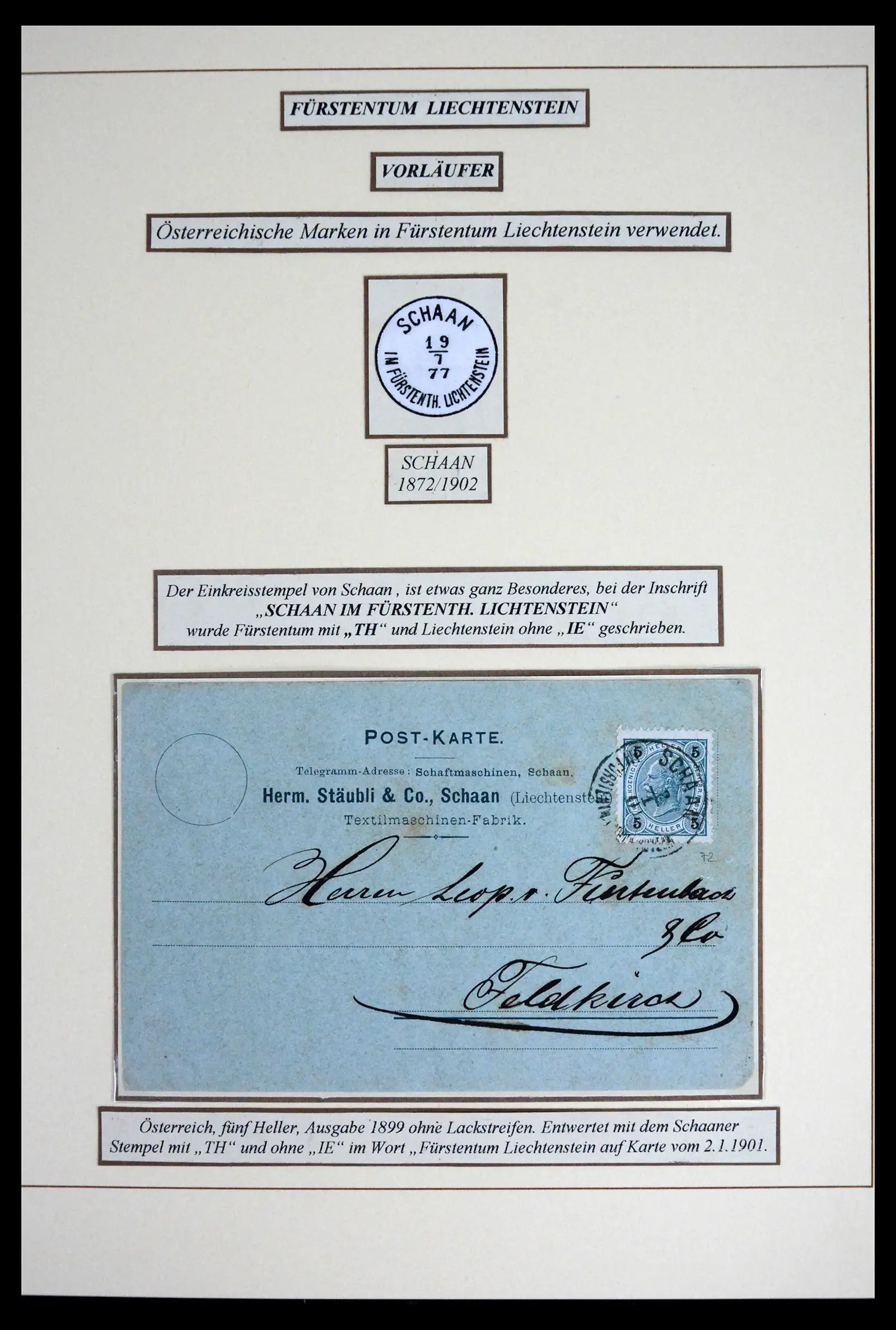 41802 0005 - Postzegelverzameling 41802 Liechtenstein voor- en meelopers 1869-1921.