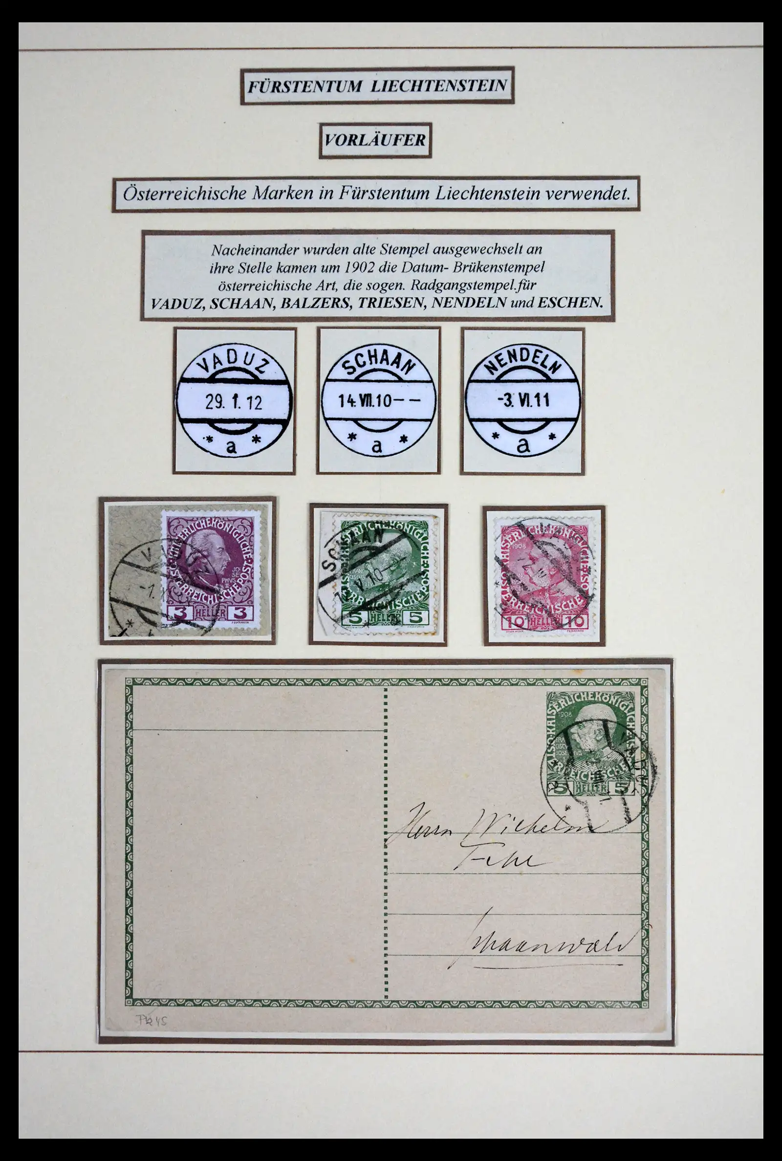 41802 0015 - Postzegelverzameling 41802 Liechtenstein voor- en meelopers 1869-1921.