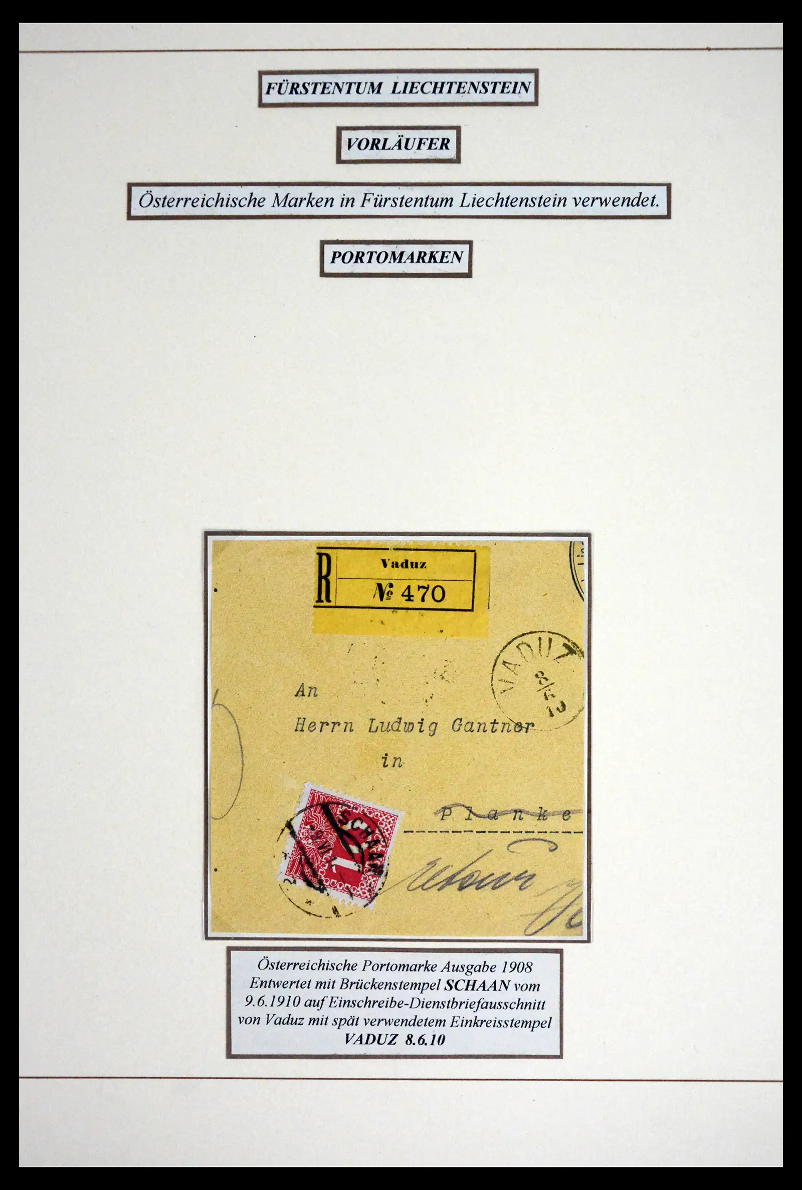 41802 0016 - Postzegelverzameling 41802 Liechtenstein voor- en meelopers 1869-1921.