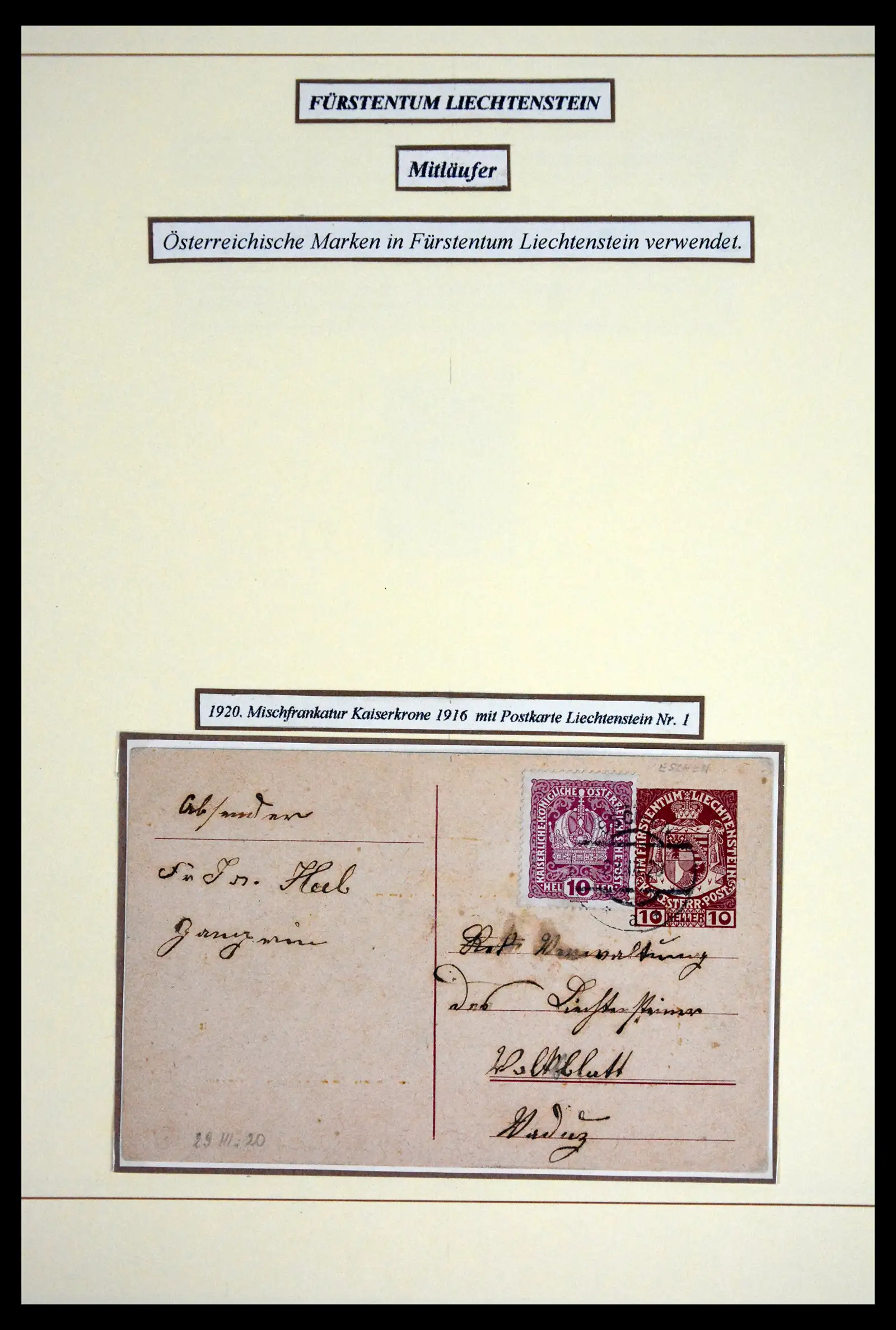 41802 0020 - Postzegelverzameling 41802 Liechtenstein voor- en meelopers 1869-1921.
