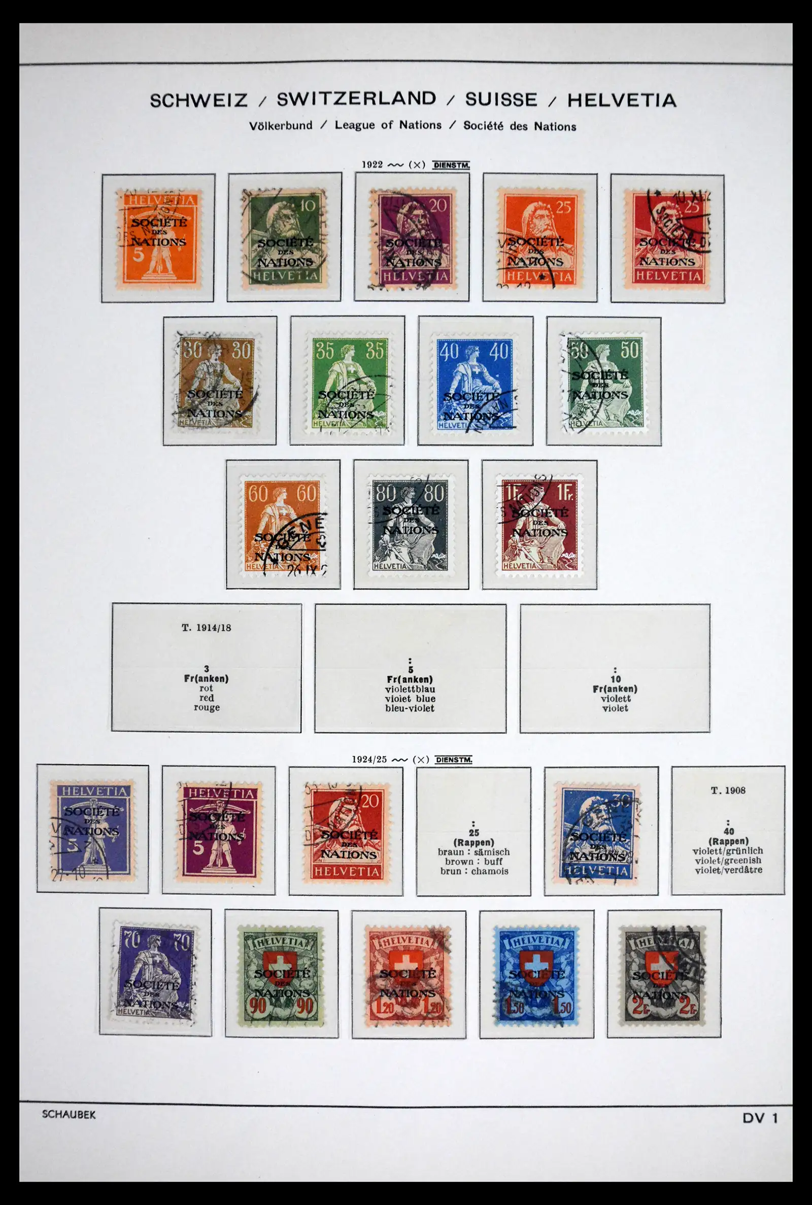 41804 0001 - Stamp collection 41804 Switzerland service stamps 1922-1995.