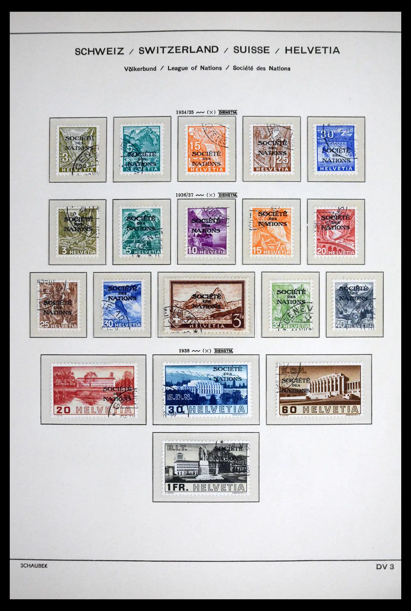41804 0003 - Stamp collection 41804 Switzerland service stamps 1922-1995.