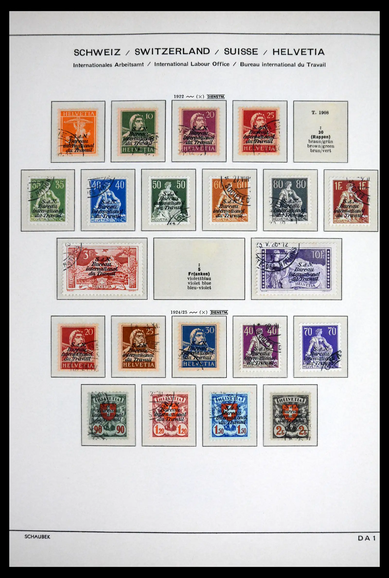 41804 0009 - Stamp collection 41804 Switzerland service stamps 1922-1995.