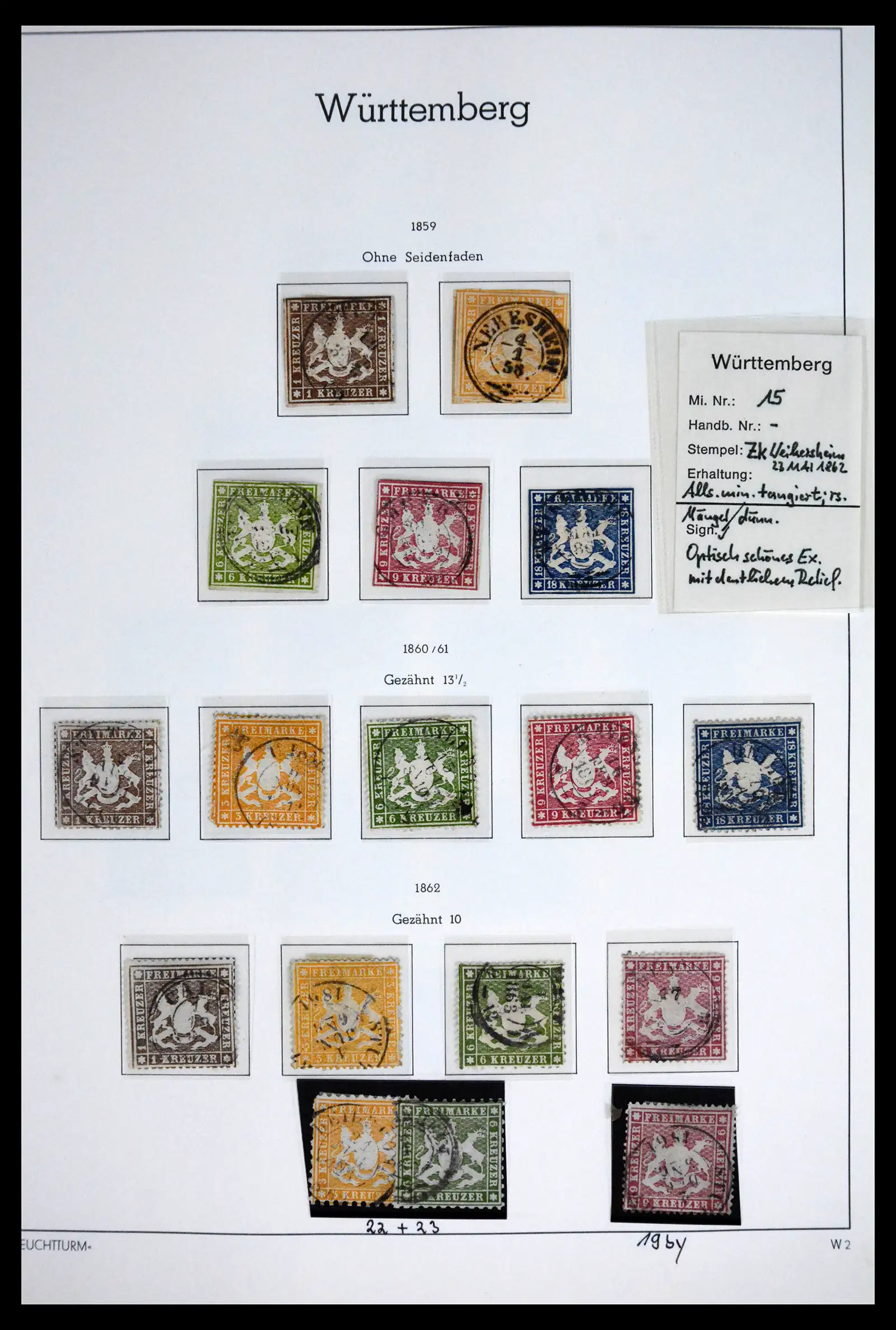 41805 0003 - Stamp collection 41805 Wurttemberg complete 1852-1920.