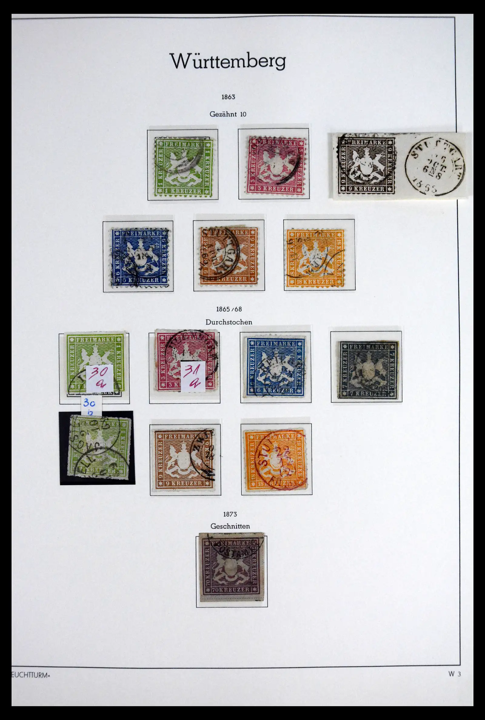 41805 0004 - Stamp collection 41805 Wurttemberg complete 1852-1920.