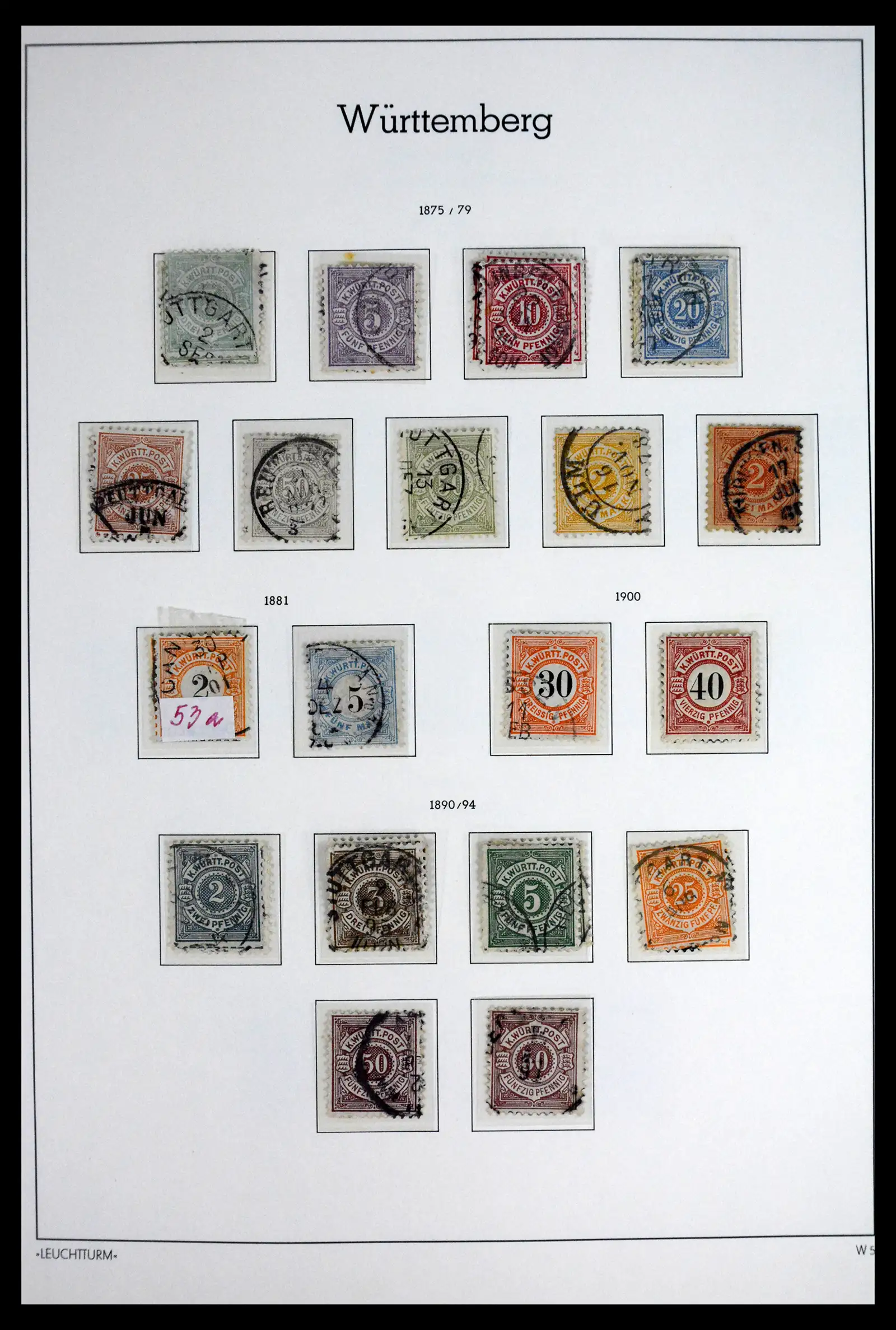 41805 0008 - Stamp collection 41805 Wurttemberg complete 1852-1920.