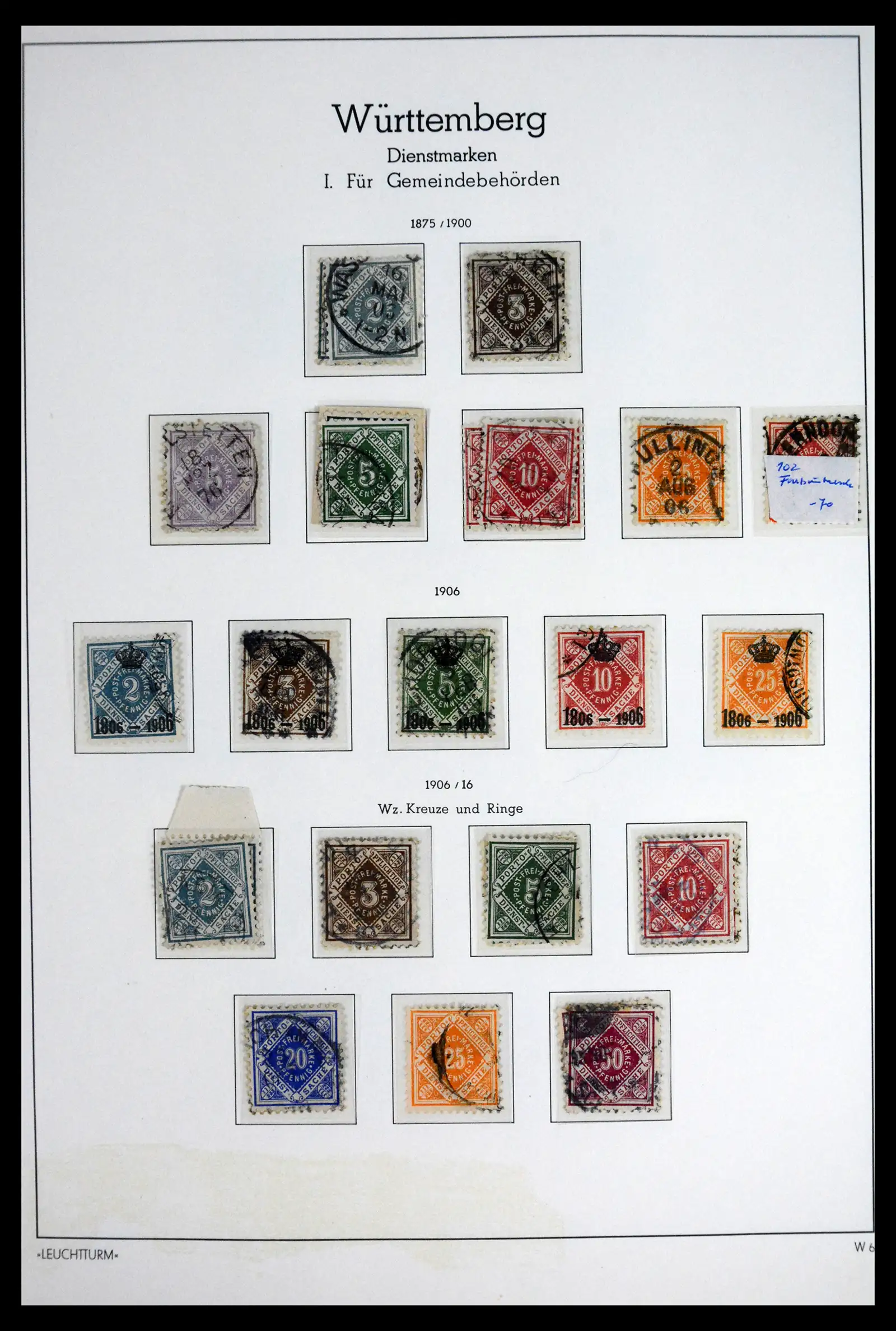 41805 0009 - Stamp collection 41805 Wurttemberg complete 1852-1920.