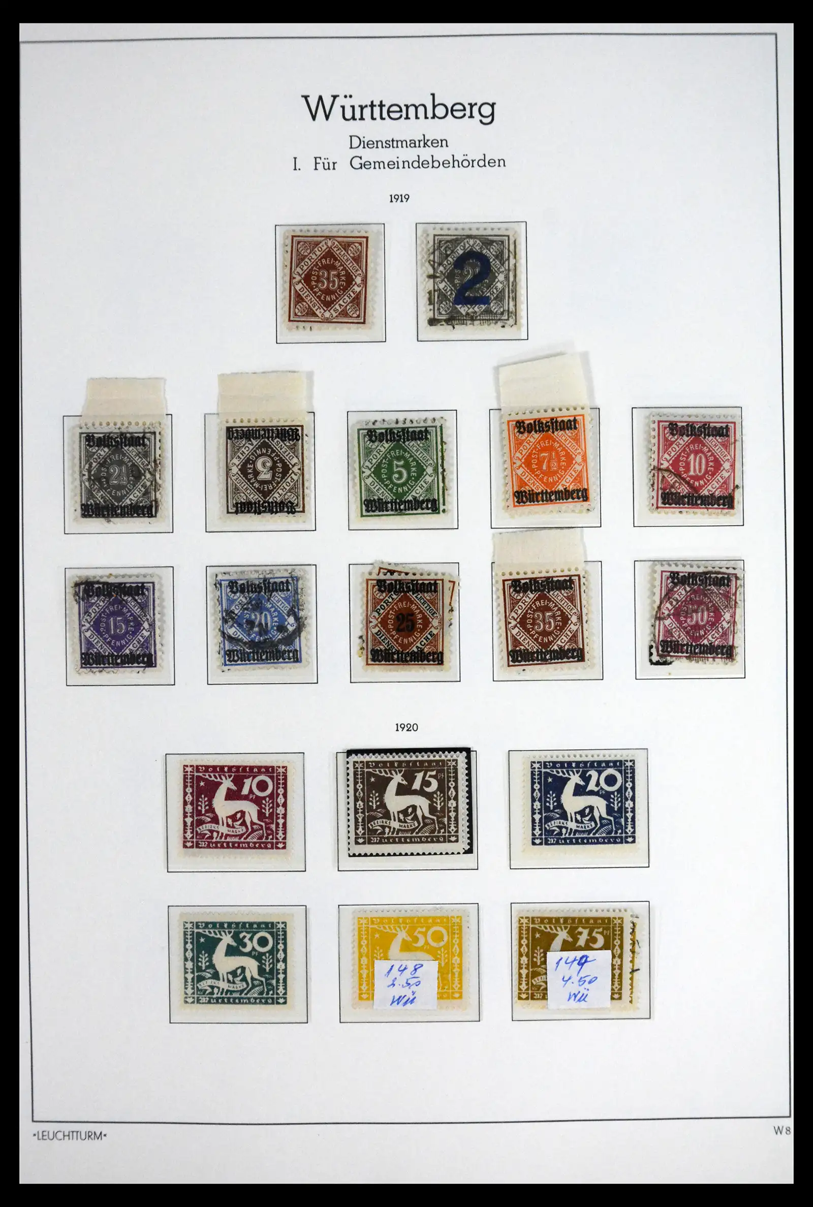 41805 0012 - Stamp collection 41805 Wurttemberg complete 1852-1920.