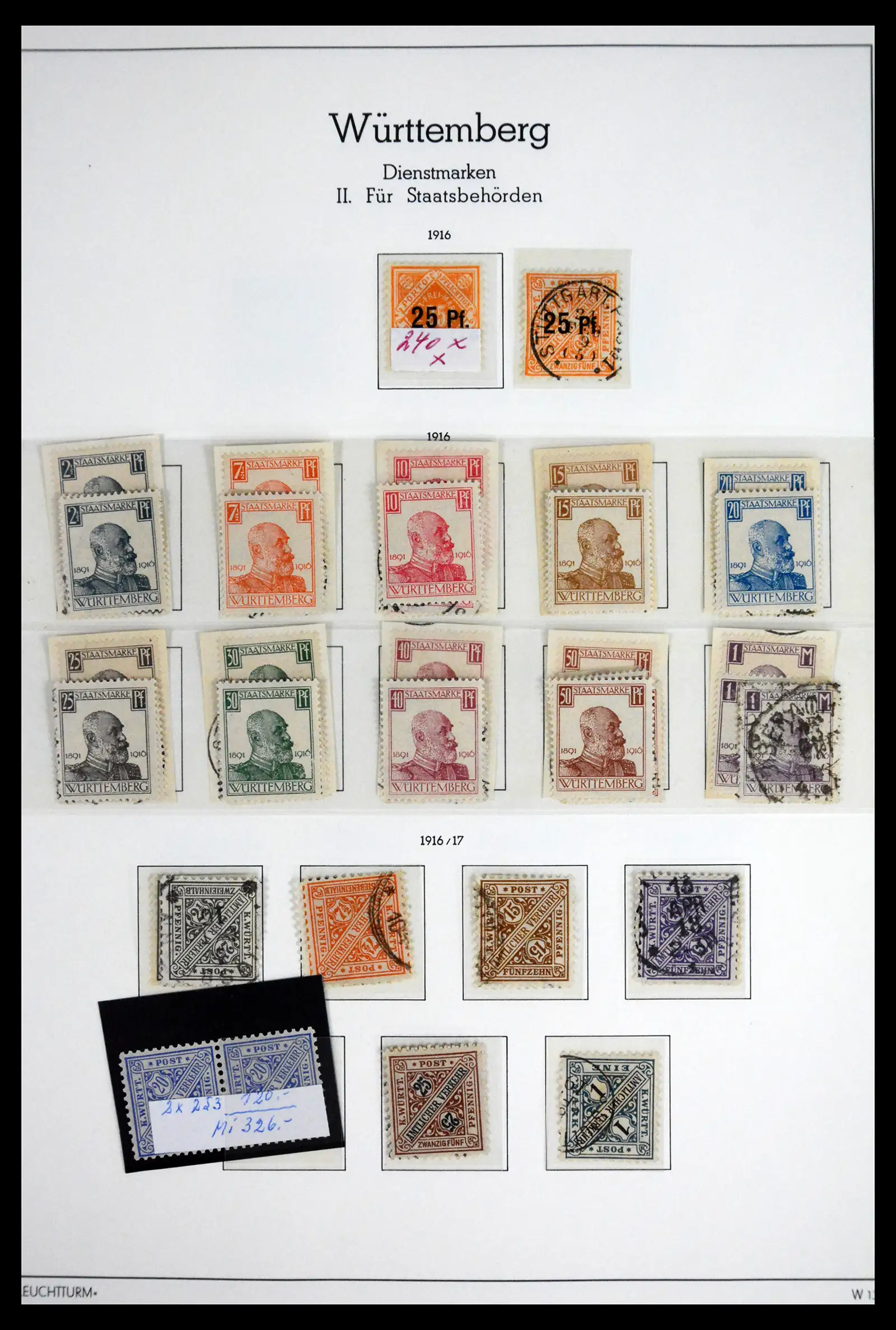 41805 0017 - Stamp collection 41805 Wurttemberg complete 1852-1920.