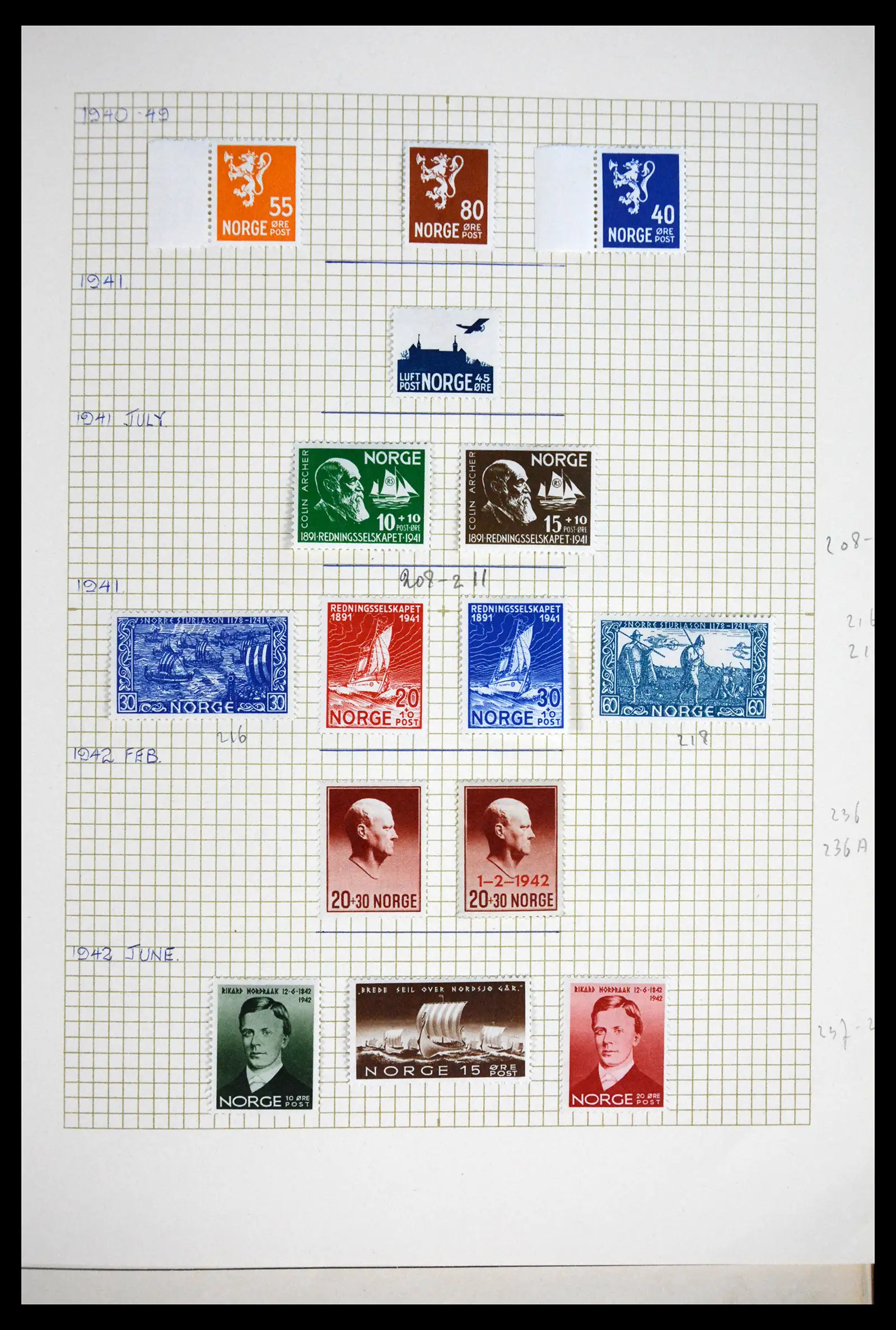 41813 0009 - Postzegelverzameling 41813 Noorwegen 1855-1970.