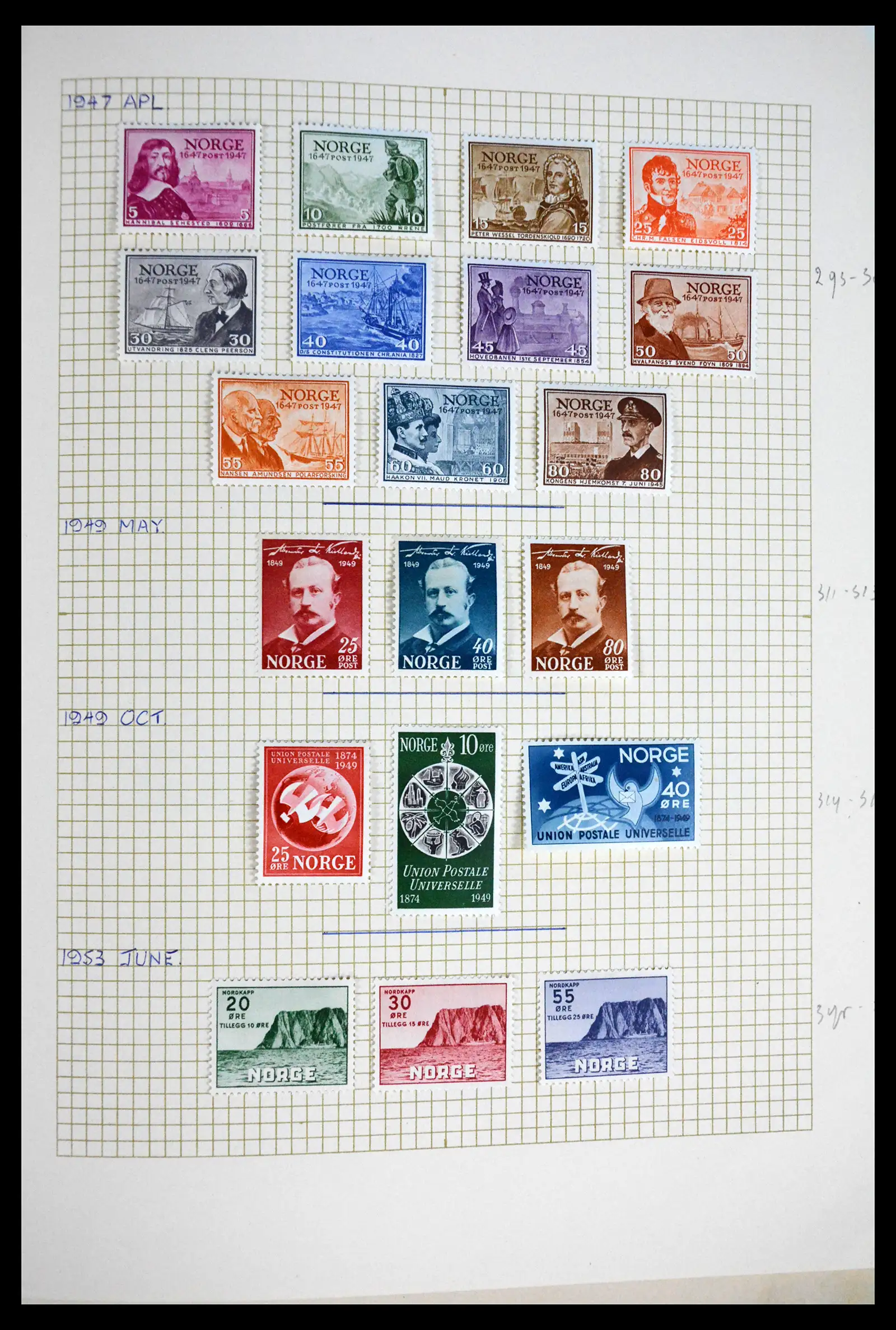 41813 0013 - Postzegelverzameling 41813 Noorwegen 1855-1970.