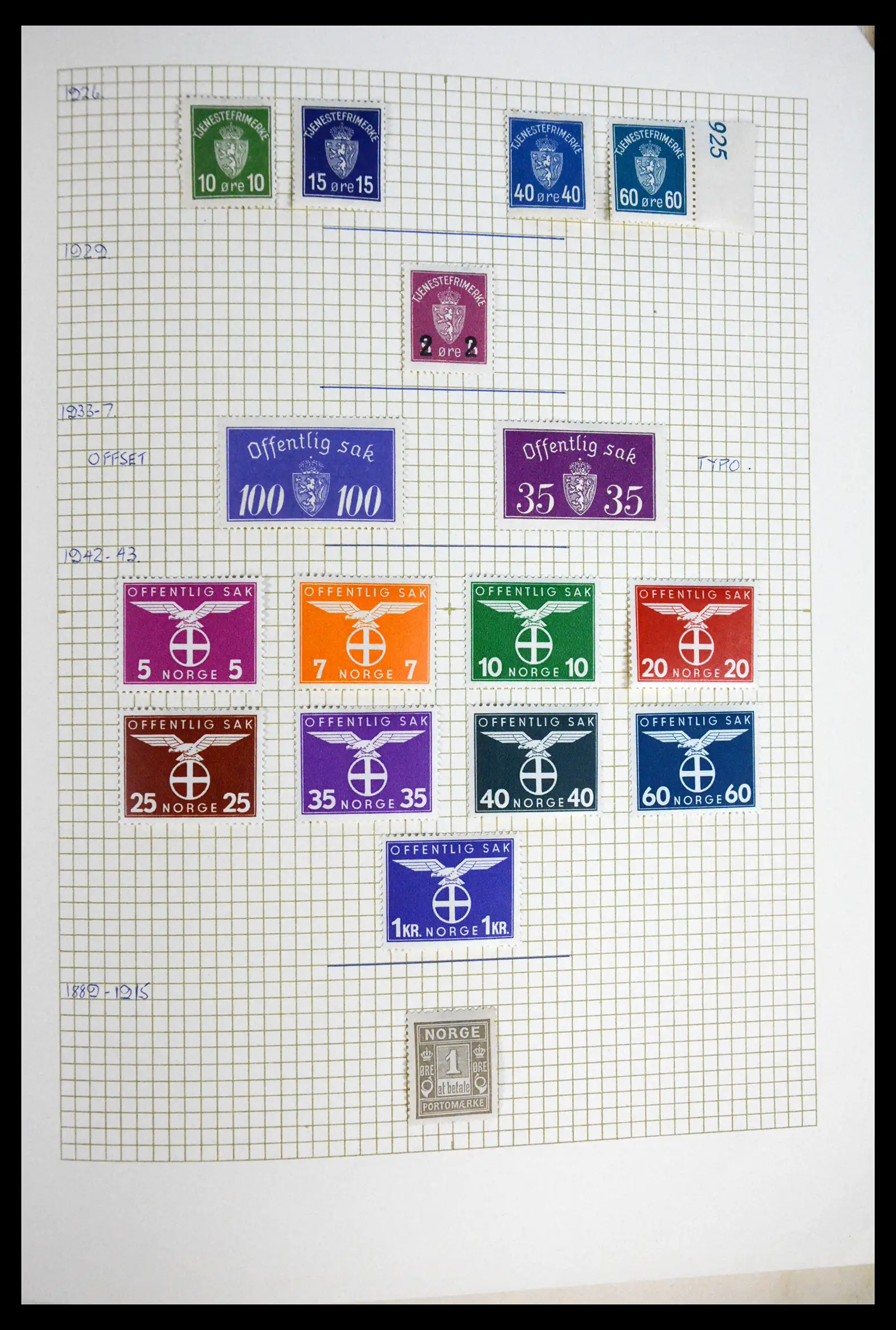 41813 0014 - Postzegelverzameling 41813 Noorwegen 1855-1970.