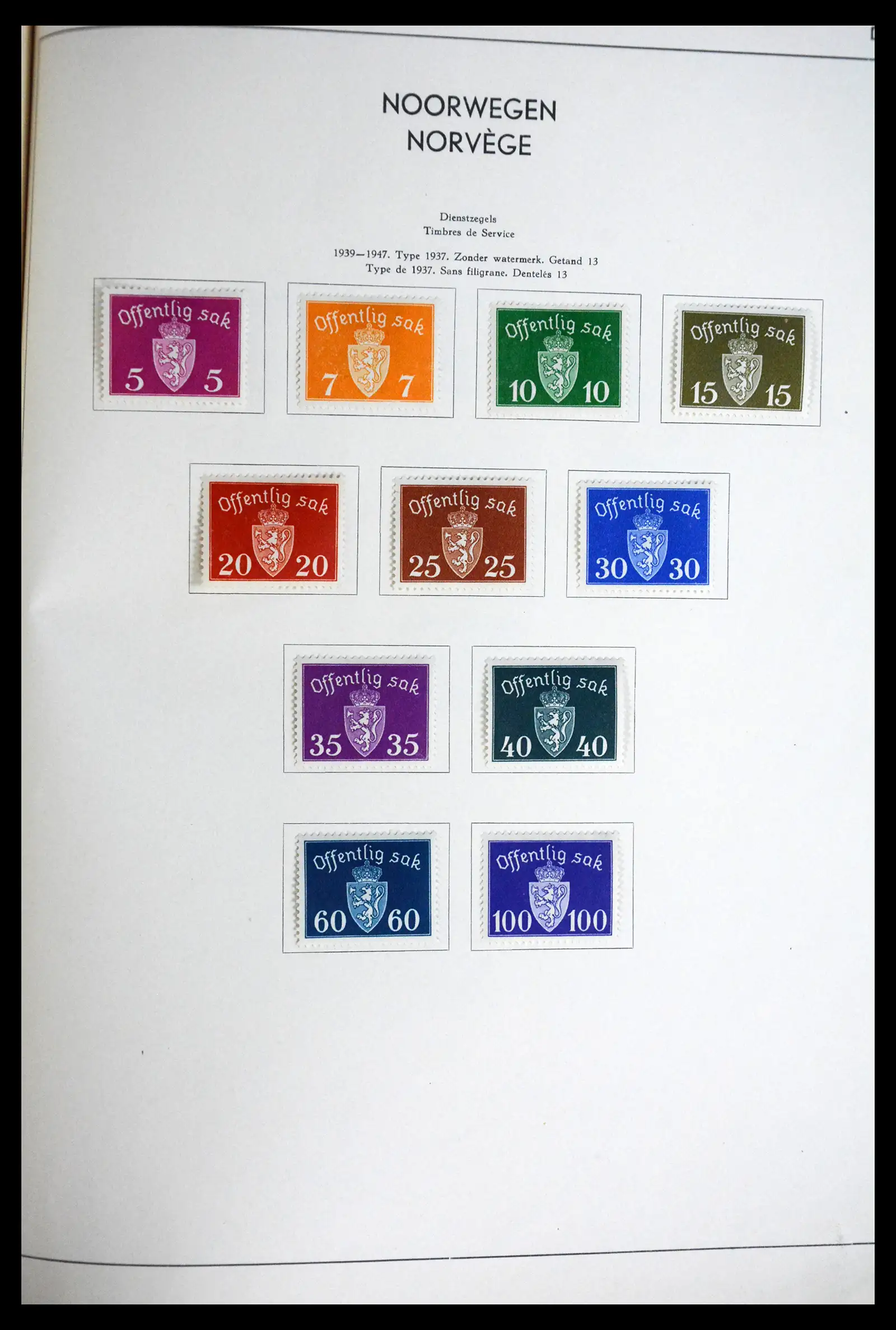 41813 0034 - Postzegelverzameling 41813 Noorwegen 1855-1970.